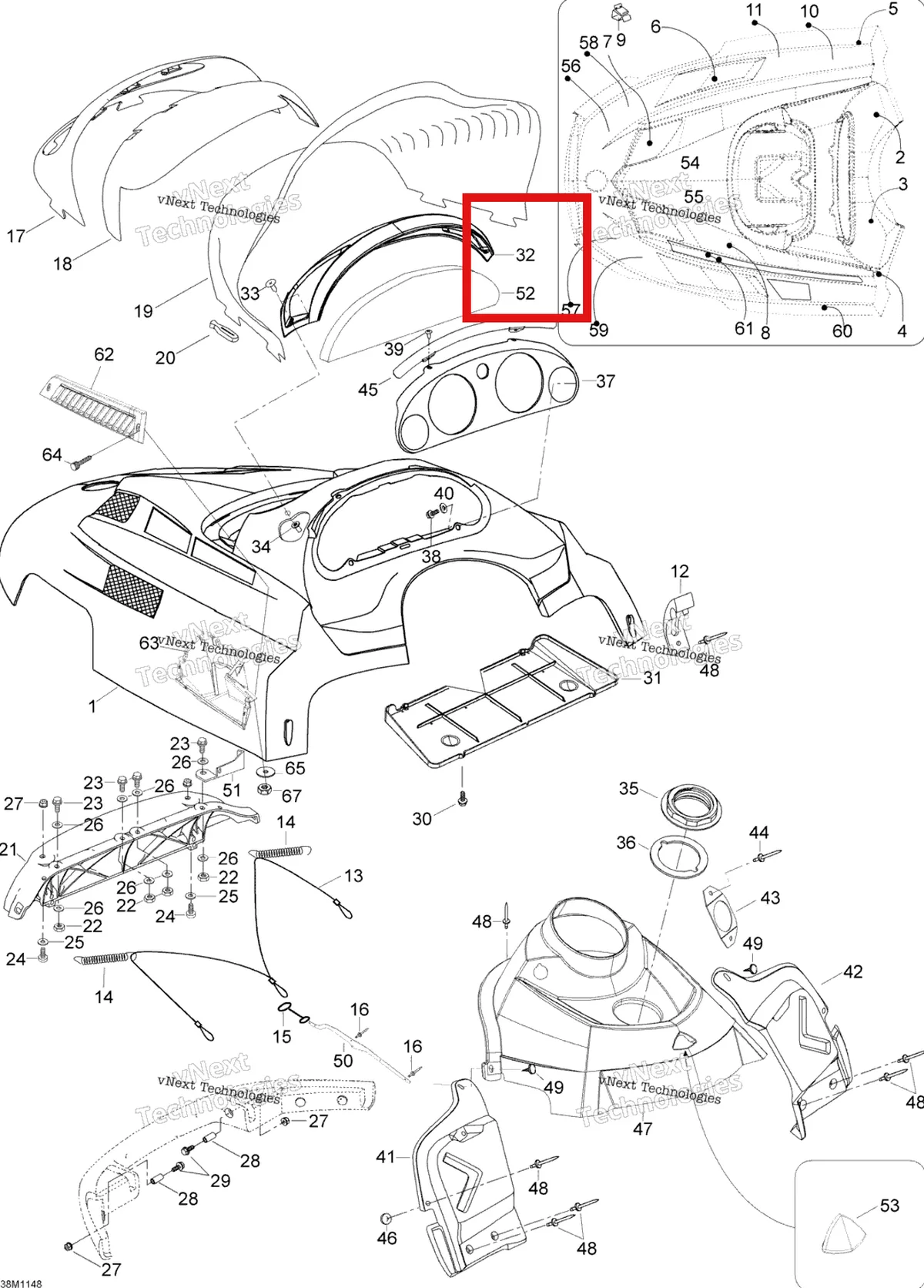Деталь 605151832 (Крышка) на схеме узла 2011 Ski-Doo Skandic WT 550F YetiII Hood