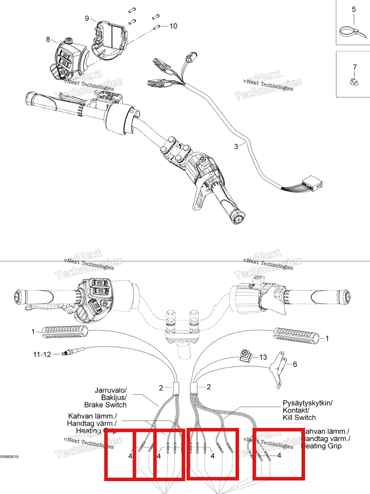 Деталь 605152360 (Деталь Main Harness Ass'y. Not Shown In Picture) на схеме узла 2006 Ski-Doo Expedition V-1000 Steering Wiring Harness