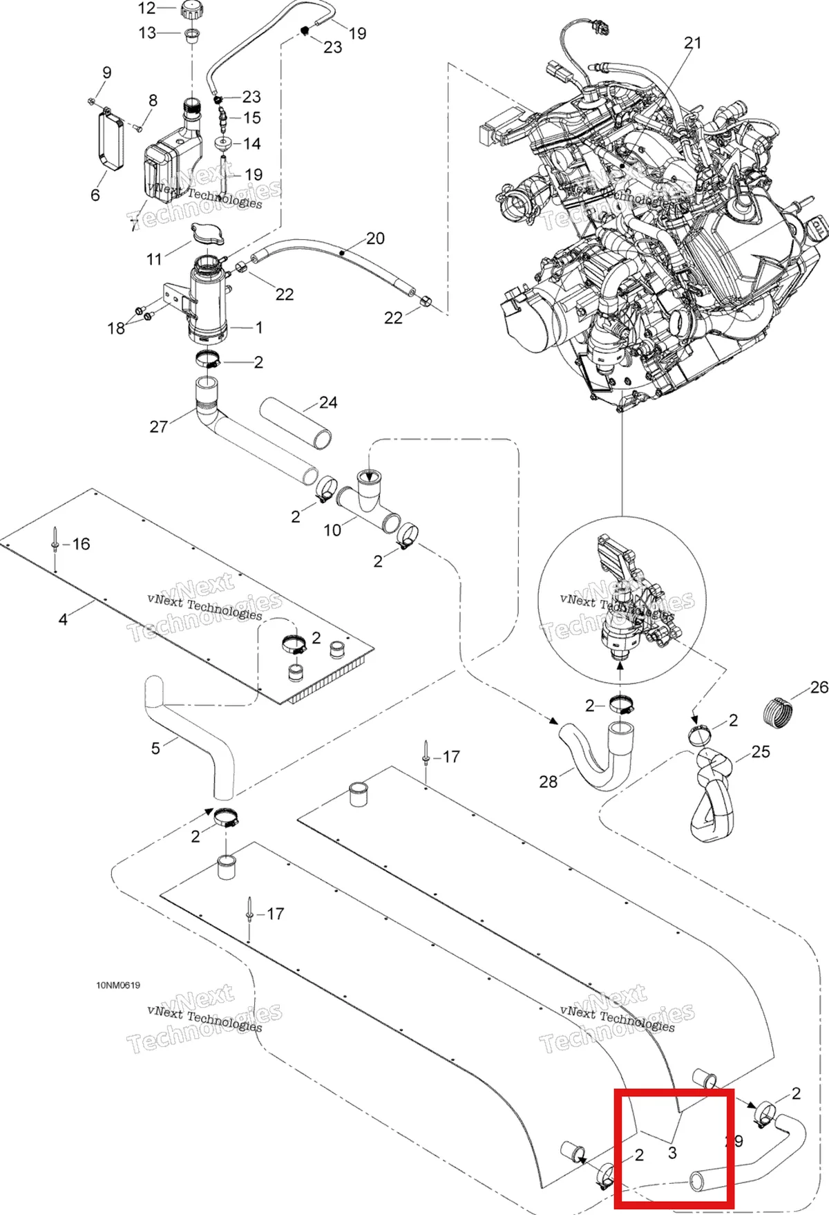 Деталь 605152382 (Радиатор) на схеме узла 2006 Ski-Doo Expedition V-1000 Cooling System