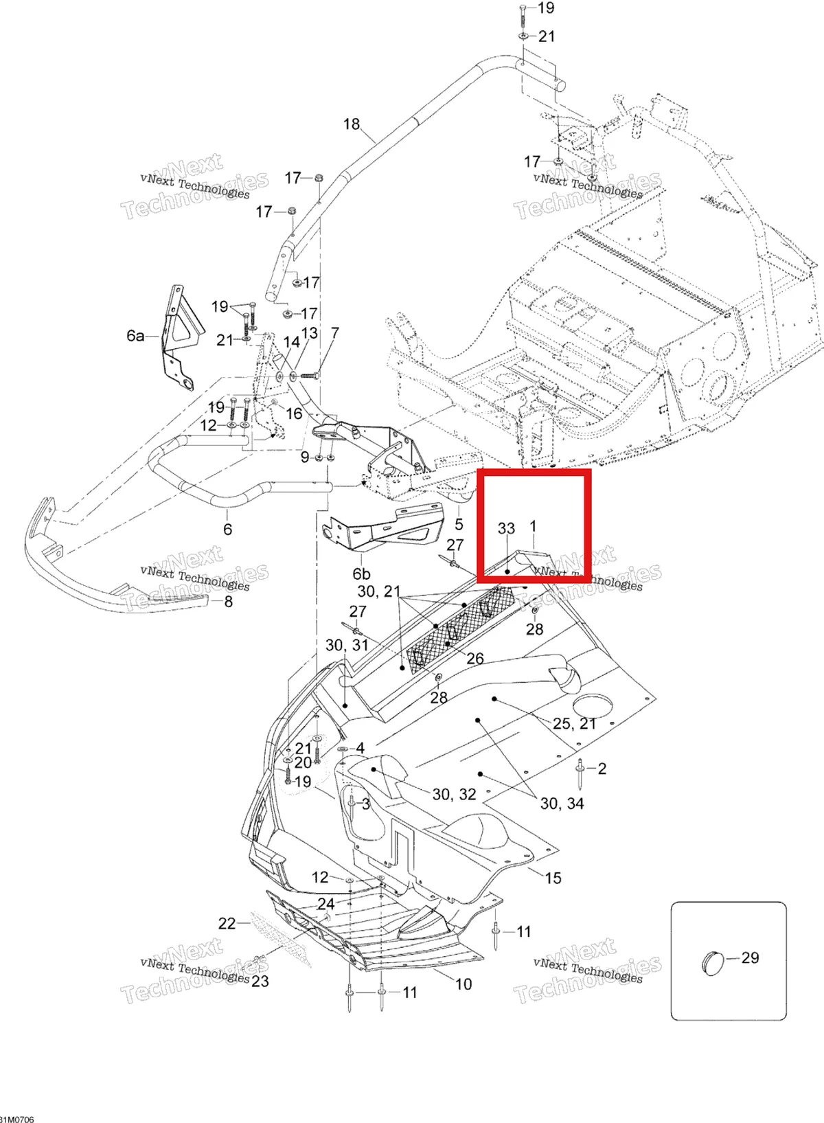 Деталь 605152528 (Деталь R.h. Bottom Pan) на схеме узла 2007 Ski-Doo Expedition TUV V800 Bottom Pan