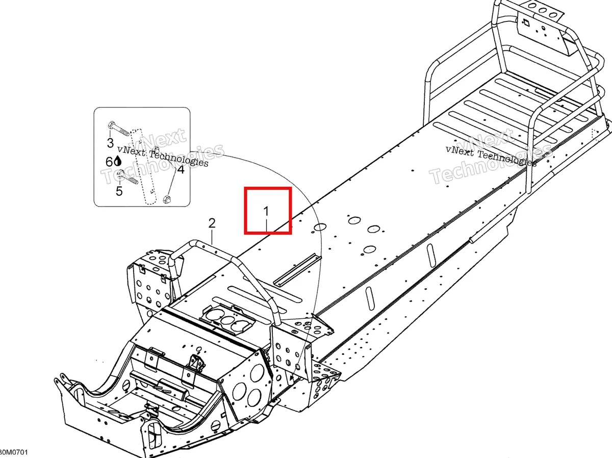 Деталь 605152565 (Деталь Frame Ass'y. Includes 1 To 2) на схеме узла 2007 Ski-Doo Skandic SUV 550F Frame 550F Suv