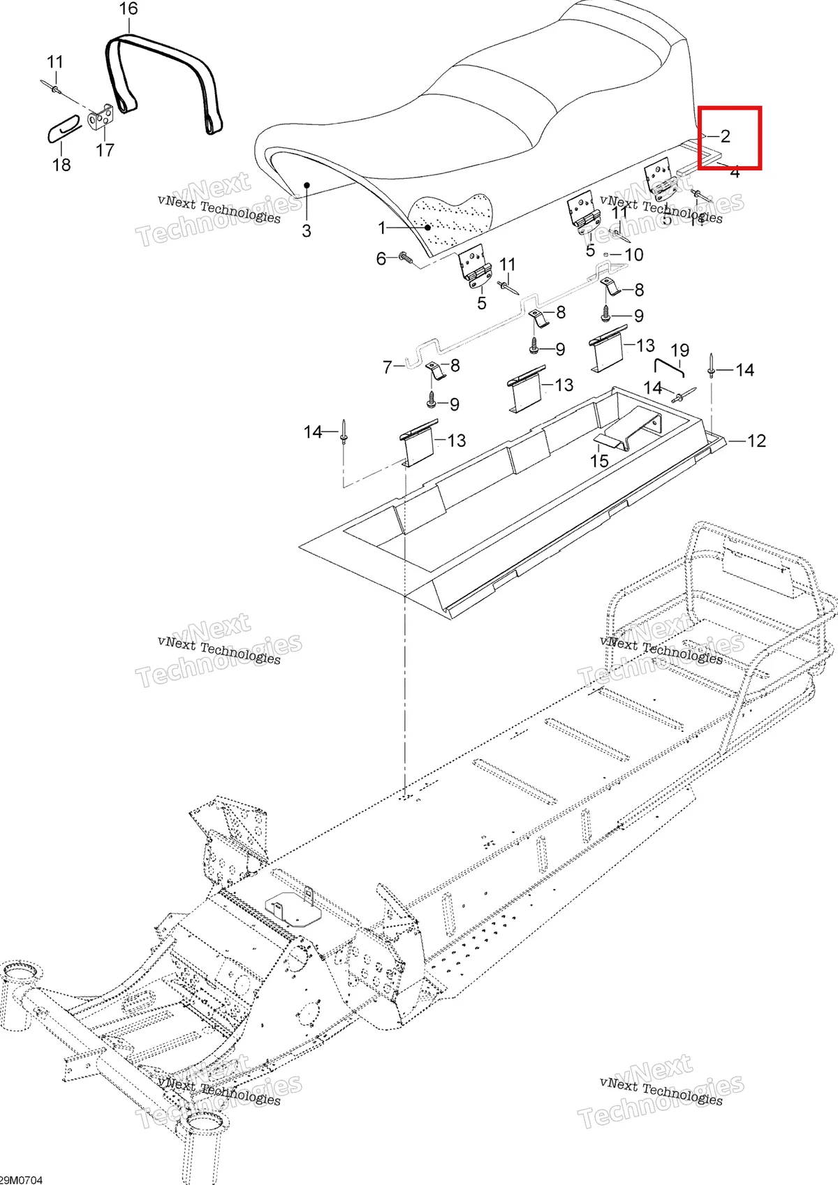 Деталь 605153080 (Крышка) на схеме узла 2007 Ski-Doo Skandic LT 440F Seat