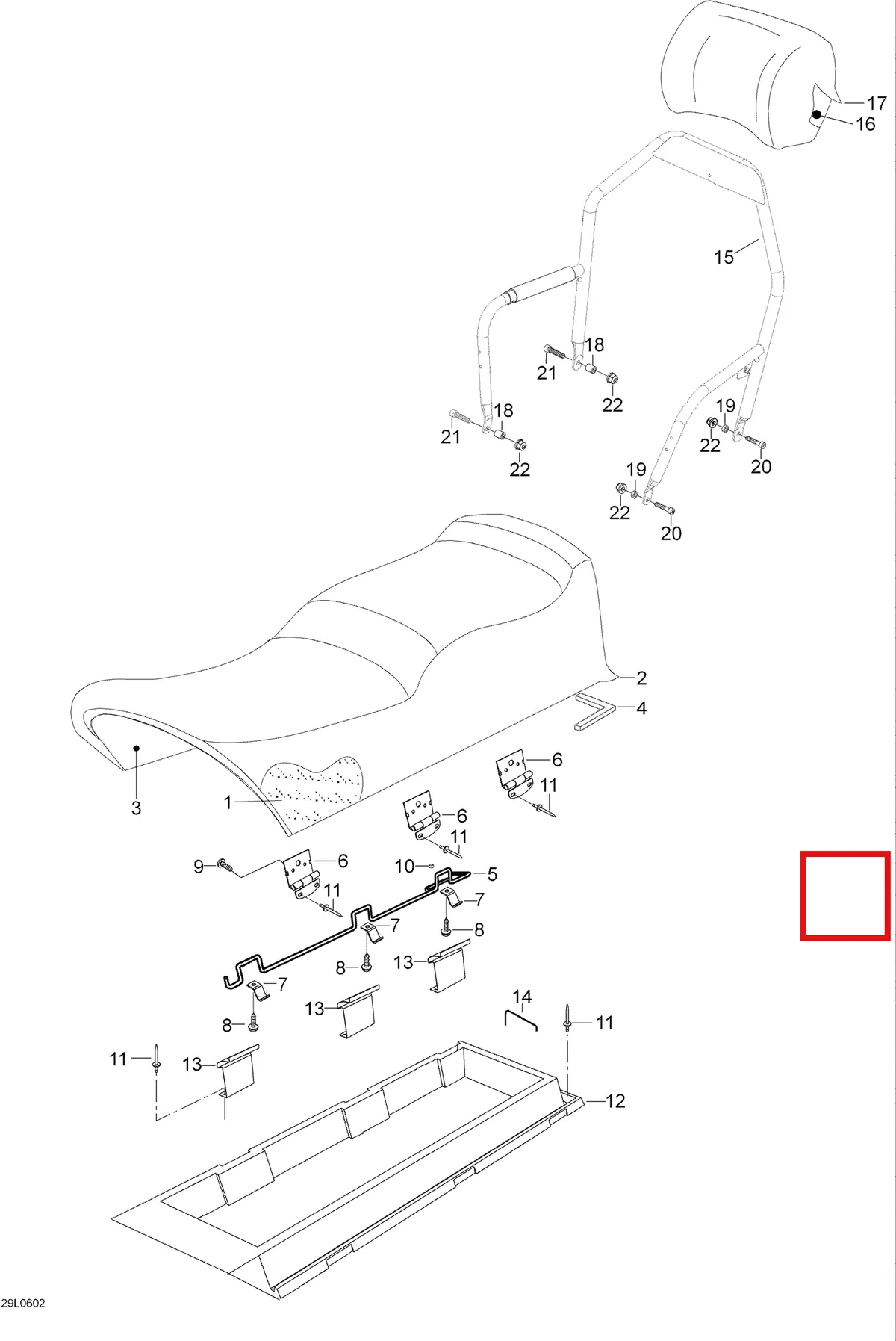 Деталь 605153095 (Деталь Seat Cover) на схеме узла 09- Seat