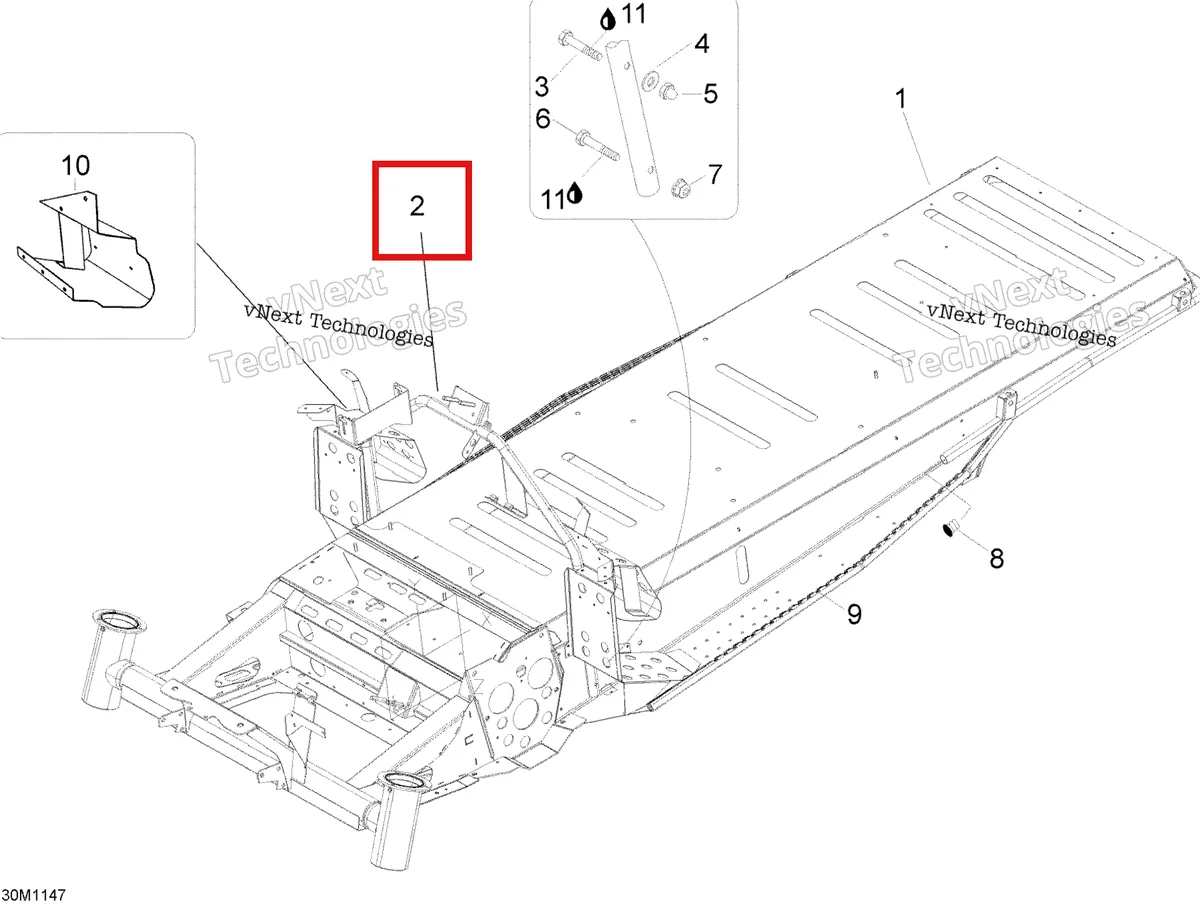 Деталь 605153465 (Рулевая Поддержка) на схеме узла 2012 Ski-Doo Skandic SWT V800 YetiII Frame