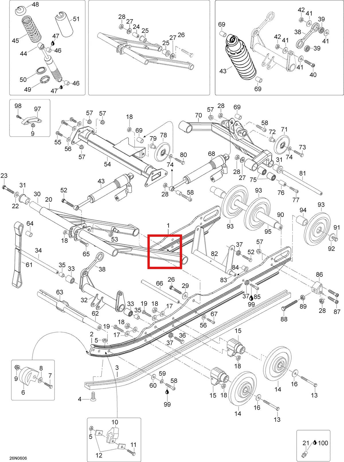 Деталь 605153954 (Деталь Upper Arm) на схеме узла 08- Rear Suspension