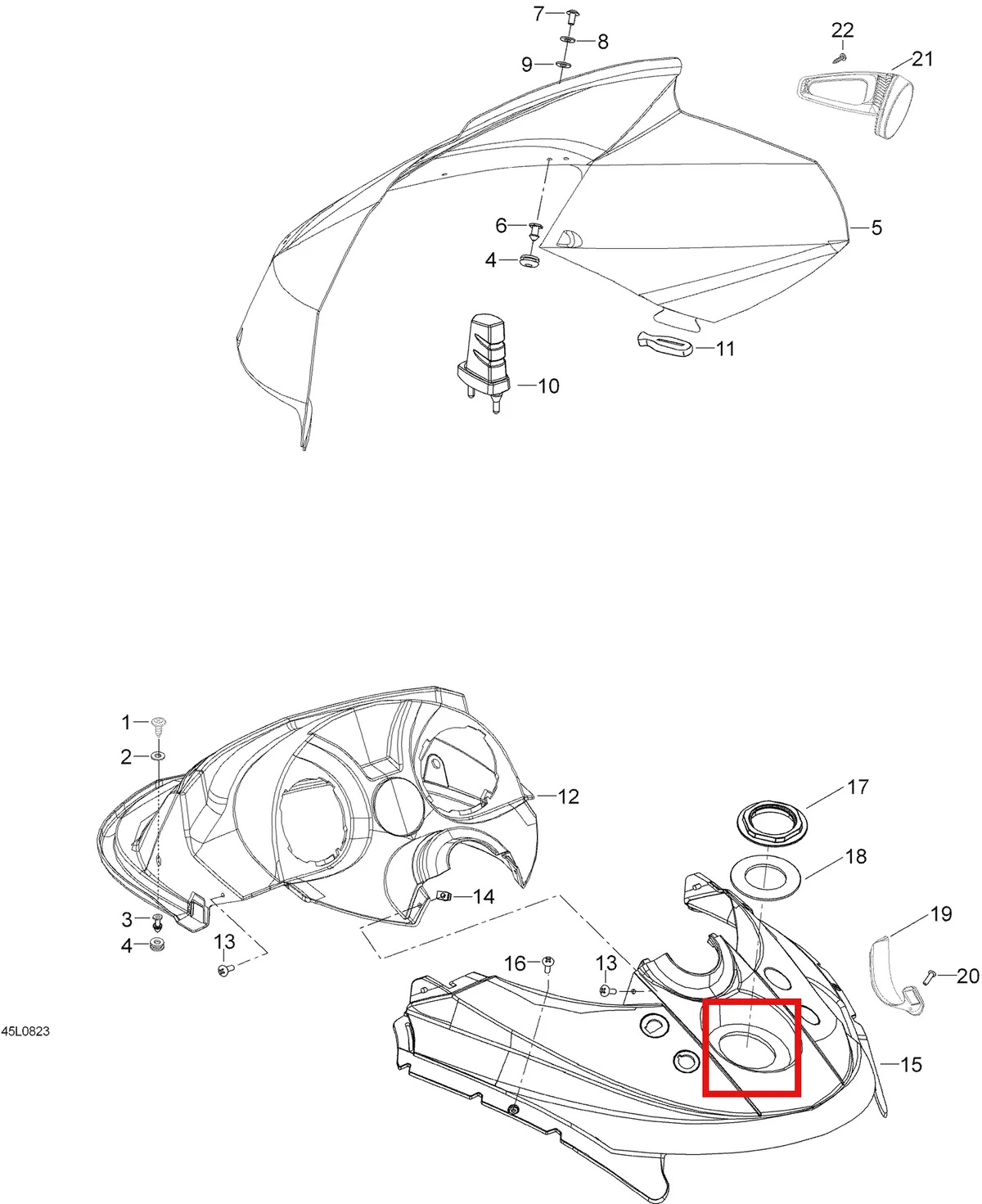 Деталь 605154538 (Деталь Console, Front, Velvet Blue) на схеме узла 09- Windshield And Console
