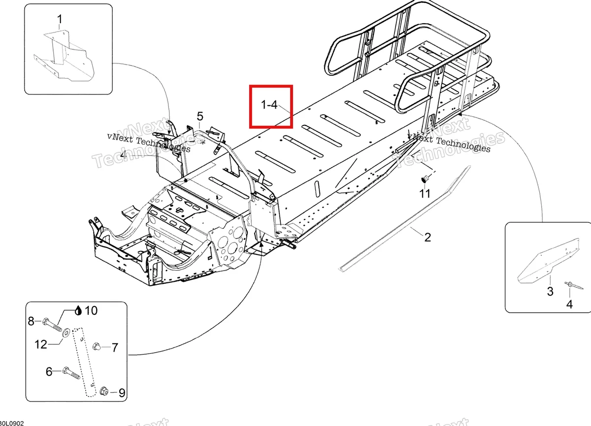 Деталь 605154553 (Деталь Frame Ass'y. Includes 1 To 4) на схеме узла 2009 Ski-Doo Expedition TUV 600 H.O. SDI Frame