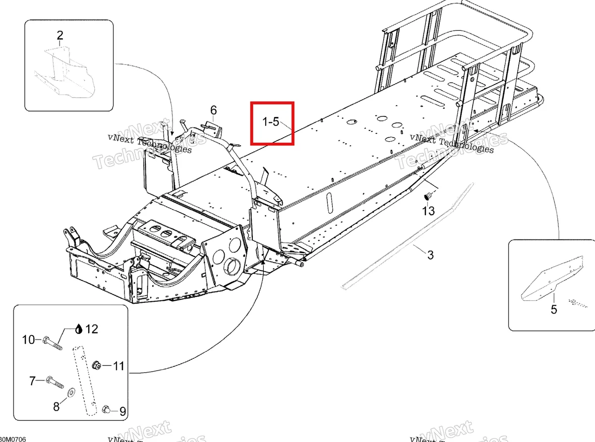 Деталь 605154554 (Деталь Frame Ass'y. Includes 1 To 5) на схеме узла 2007 Ski-Doo Expedition TUV V800 Frame