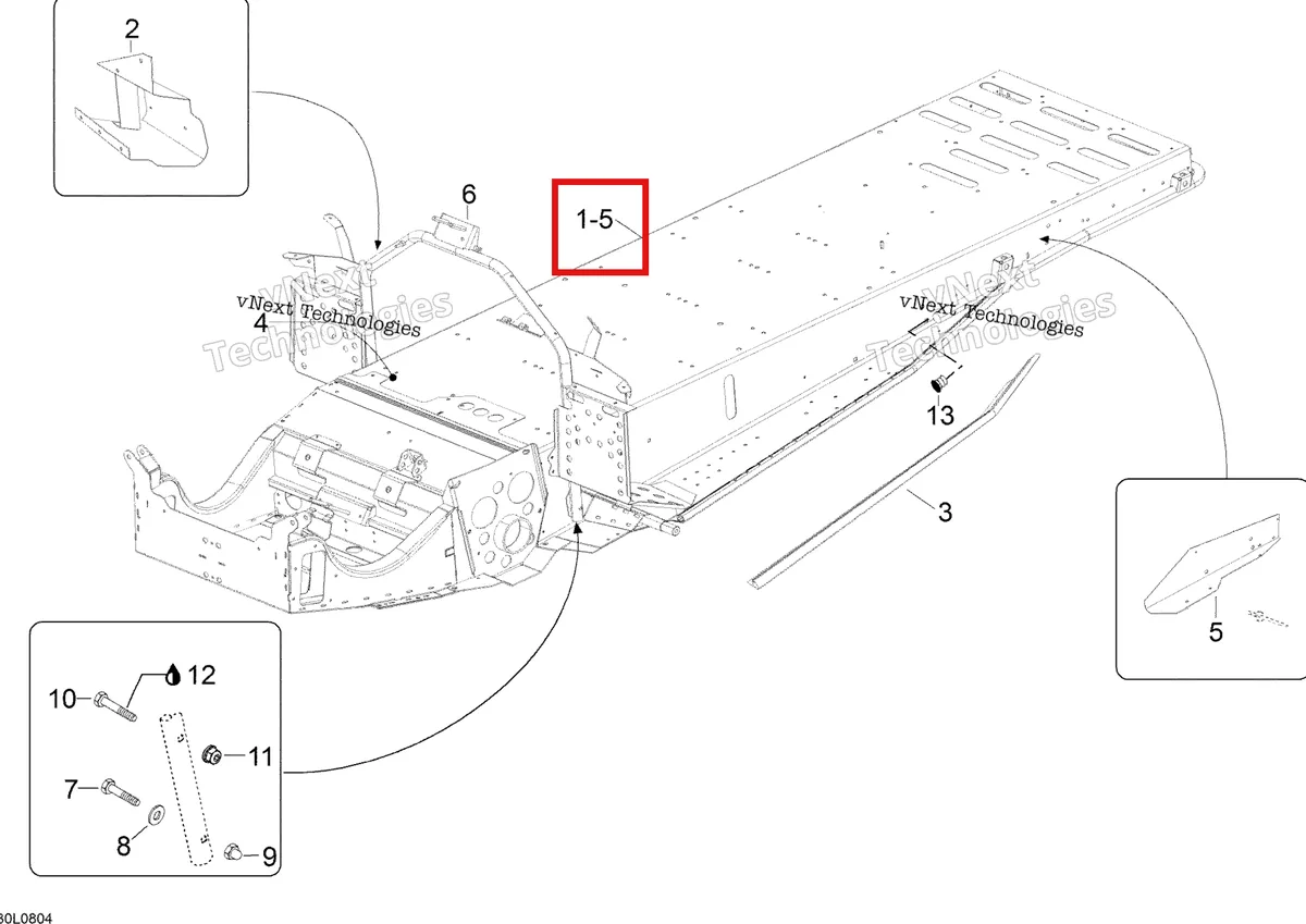 Деталь 605154555 (Деталь Frame Ass'y. Includes 1 To 5) на схеме узла 2008 Ski-Doo Expedition V-1300 Frame