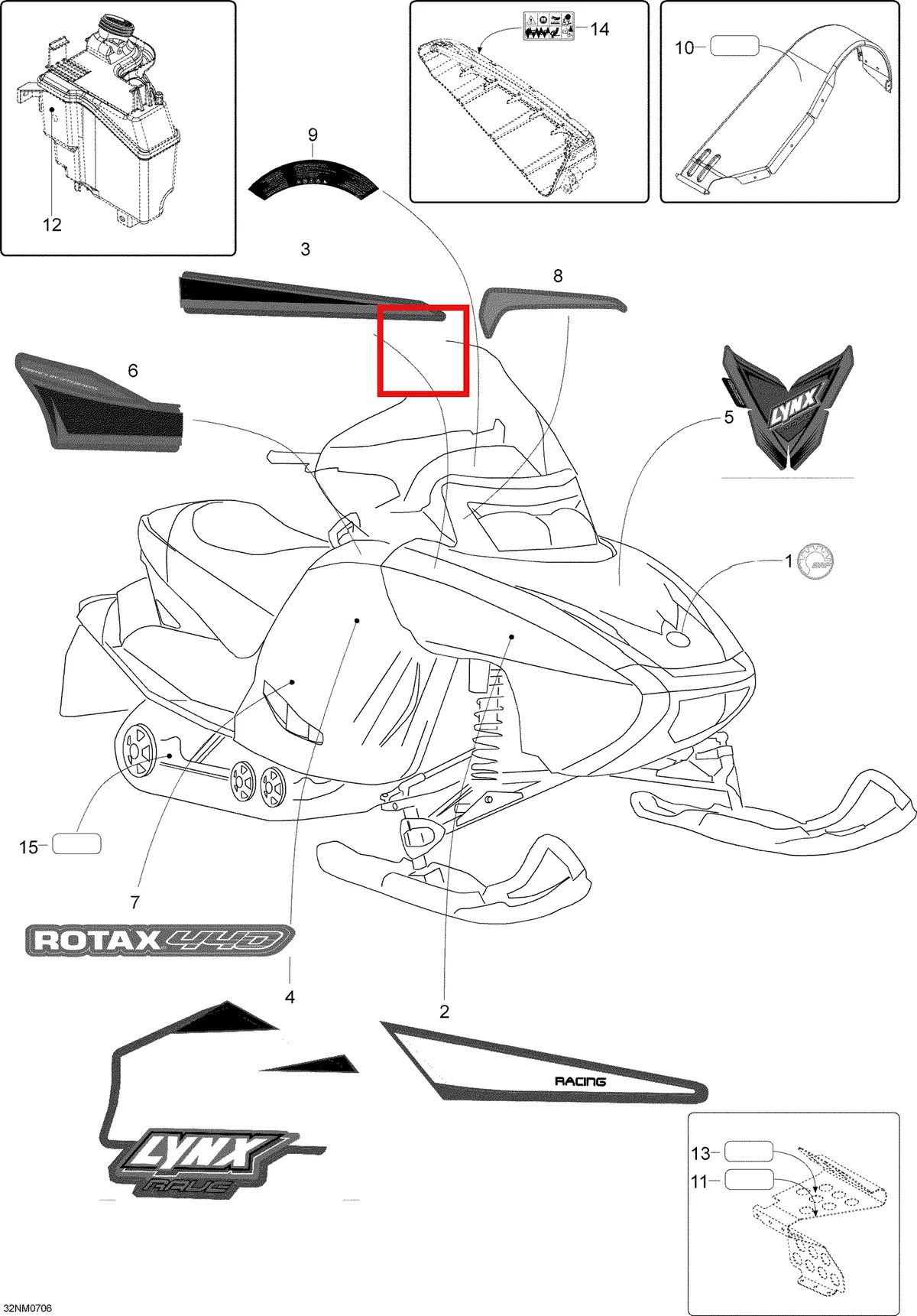 Деталь 605154872 (Деталь R.h. Hood Decal, Rave Re) на схеме узла 09- Decals
