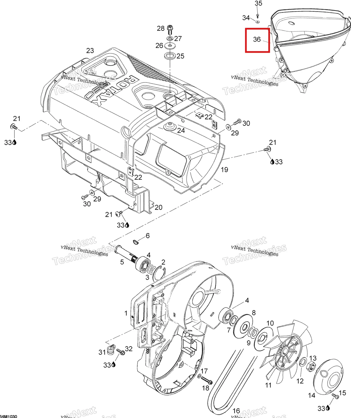 Деталь 605155173 (Деталь Cooling Channel Assy) на схеме узла 2011 Ski-Doo Skandic WT 550F YetiII Fan