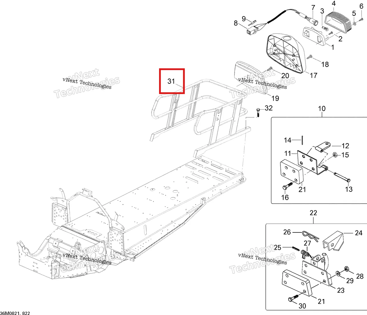 Деталь 605155241 (Стойки) на схеме узла 2008 Ski-Doo Skandic SUV 550F Luggage Rack