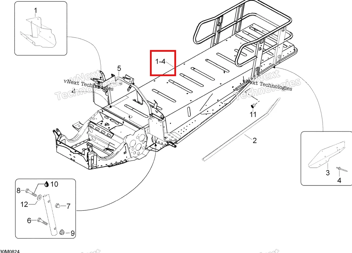 Деталь 605155313 (Деталь Frame Ass'y. Includes 1 To 4) на схеме узла 2008 Ski-Doo Expedition TUV 600 H.O. SDI Frame