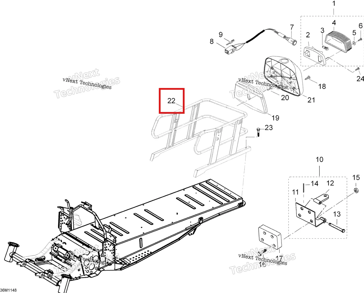 Деталь 605156016 (Стойки) на схеме узла 2011 Ski-Doo Skandic WT 550F YetiII Luggage Rack