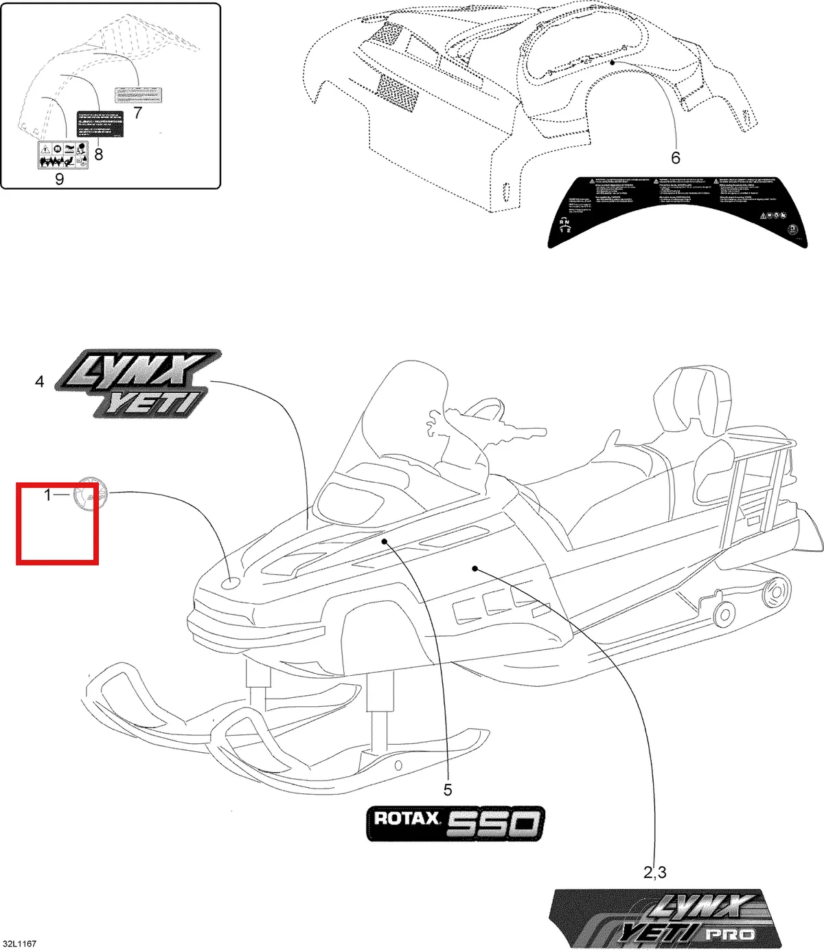Деталь 605156134 (Деталь Hood Decal Lynx Yeti) на схеме узла 09- Decals