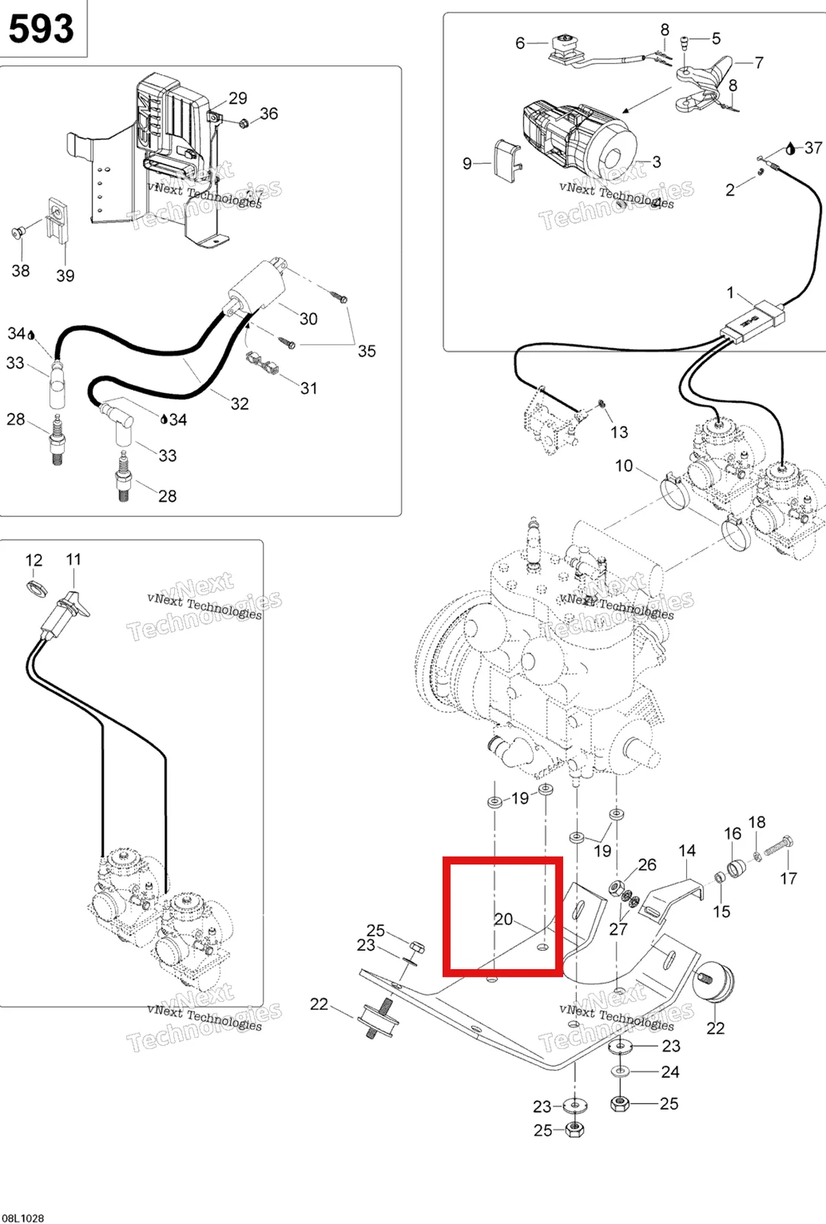 Деталь 605248305 (Деталь Engine Support) на схеме узла 2010 Ski-Doo Skandic WT 600 Engine And Engine Support