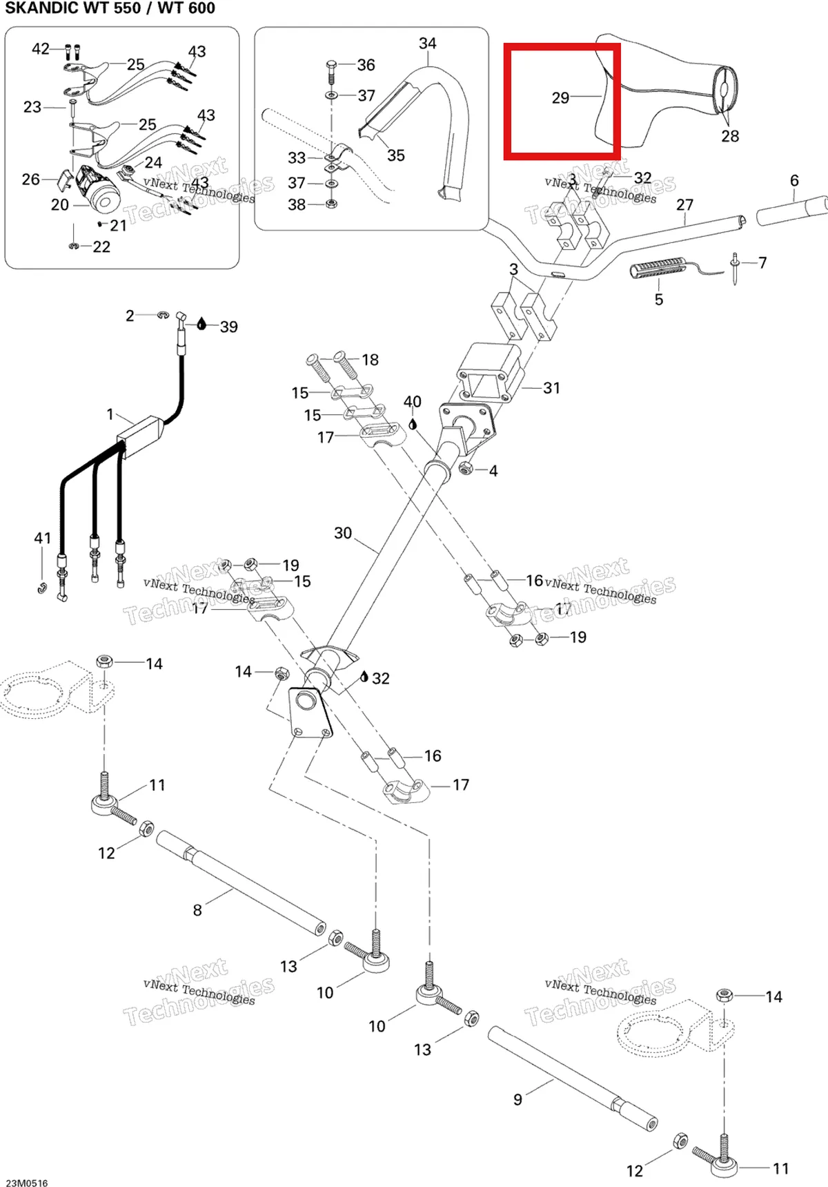 Деталь 605248761 (Крышка) на схеме узла 2005 Ski-Doo Skandic WT 600 Steering System 600 Wt