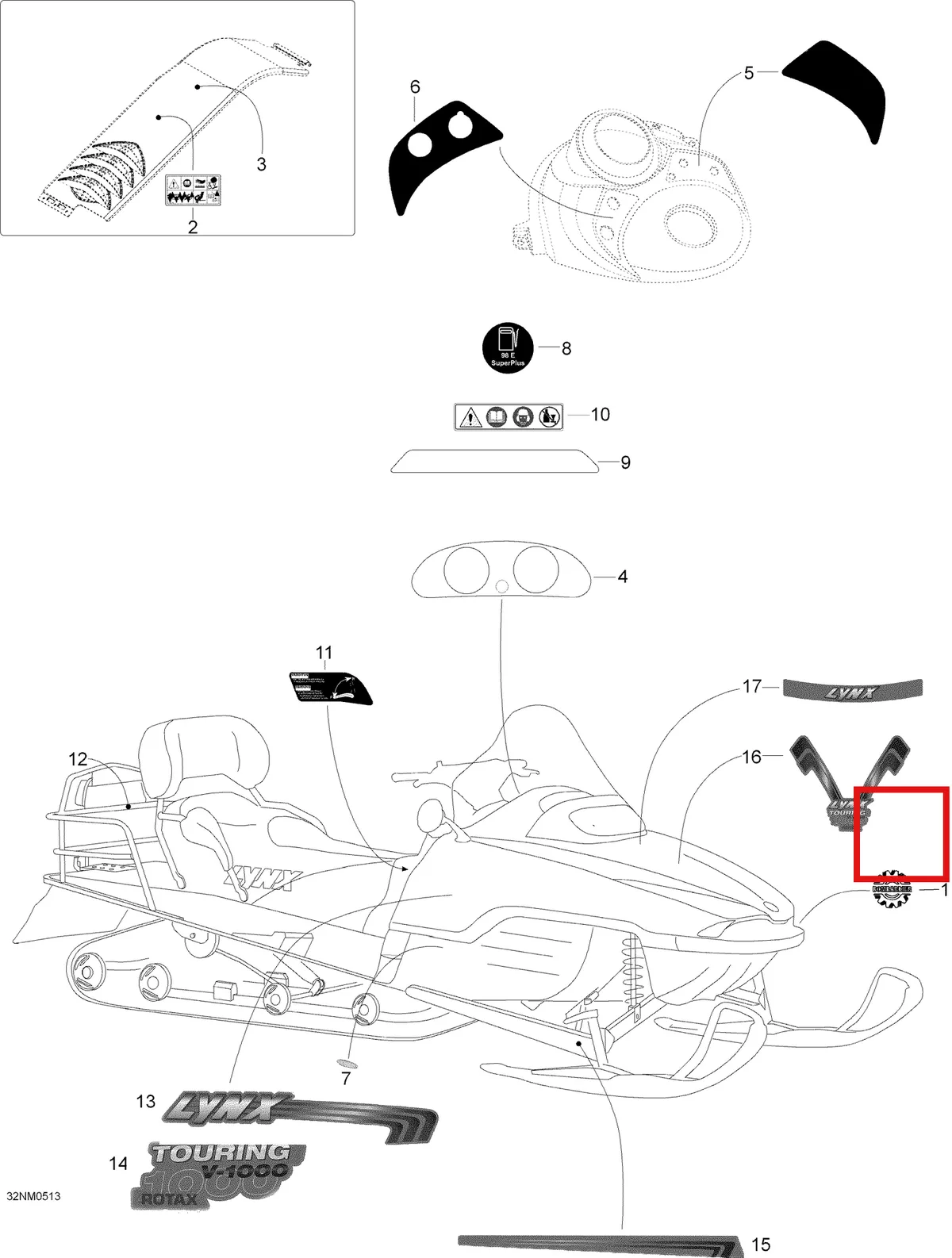 Деталь 605248800 (Деталь Control Panel Decal) на схеме узла 09- Decals