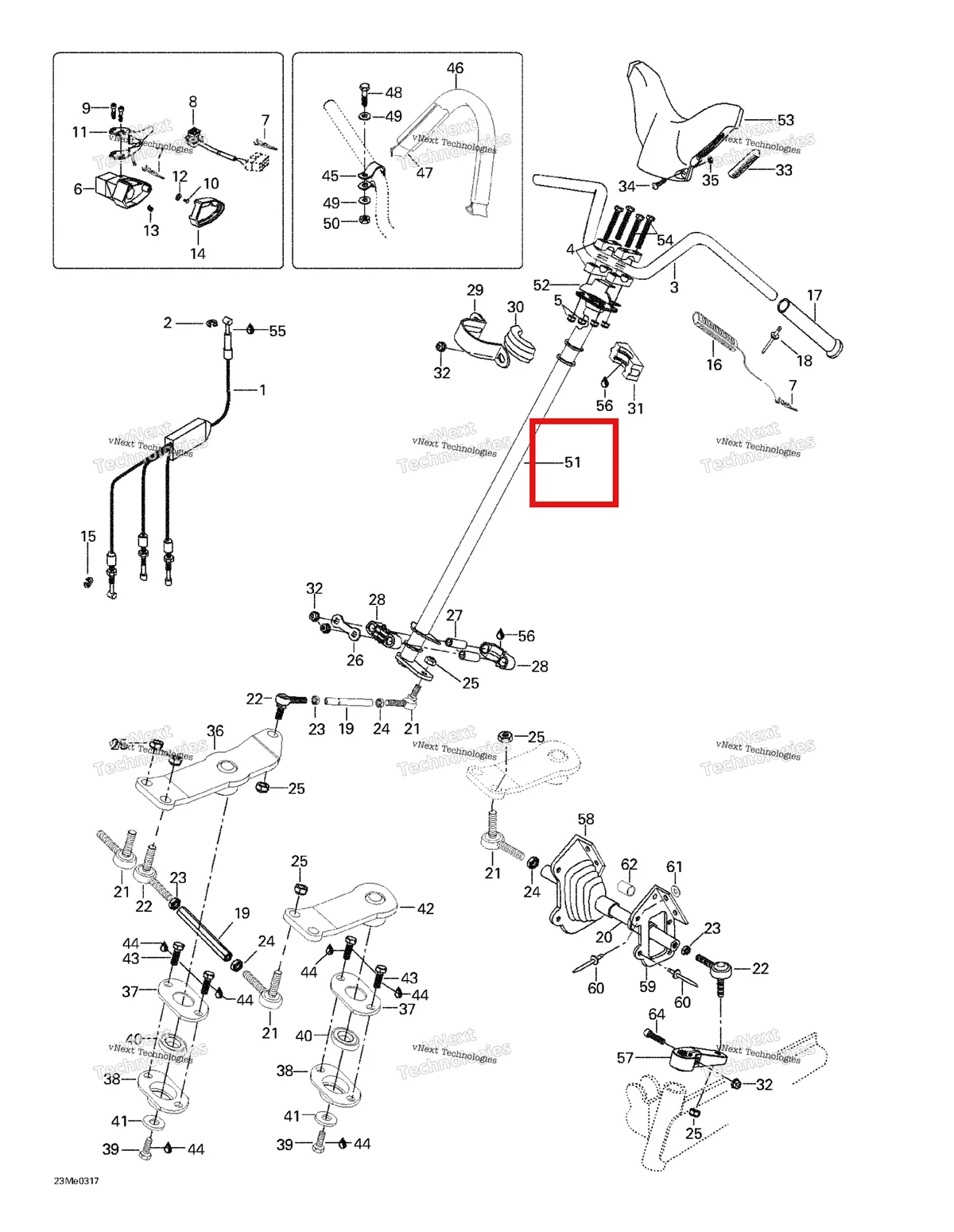Деталь 605248864 на схеме узла 2003 Ski-Doo Skandic SUV 600 Steering System