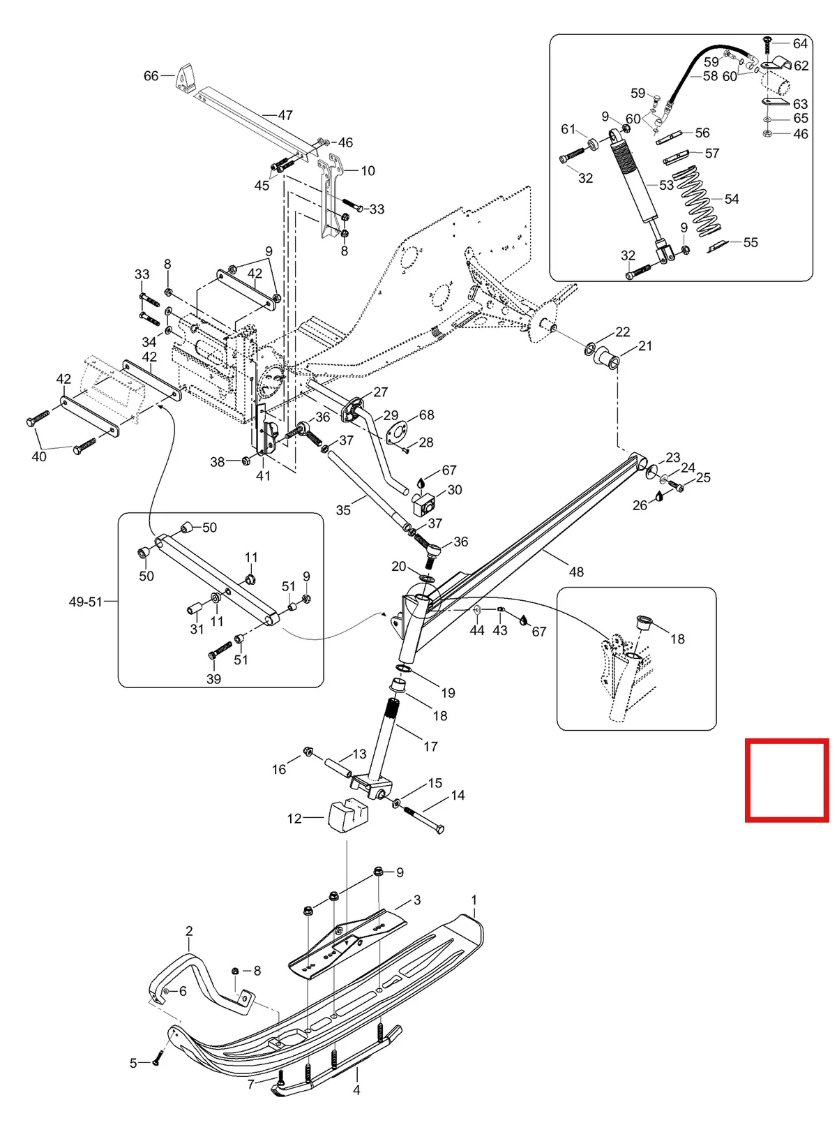 Деталь 605248963 (Деталь Swing Arm, L.h. Red) на схеме узла 08- Front Suspension