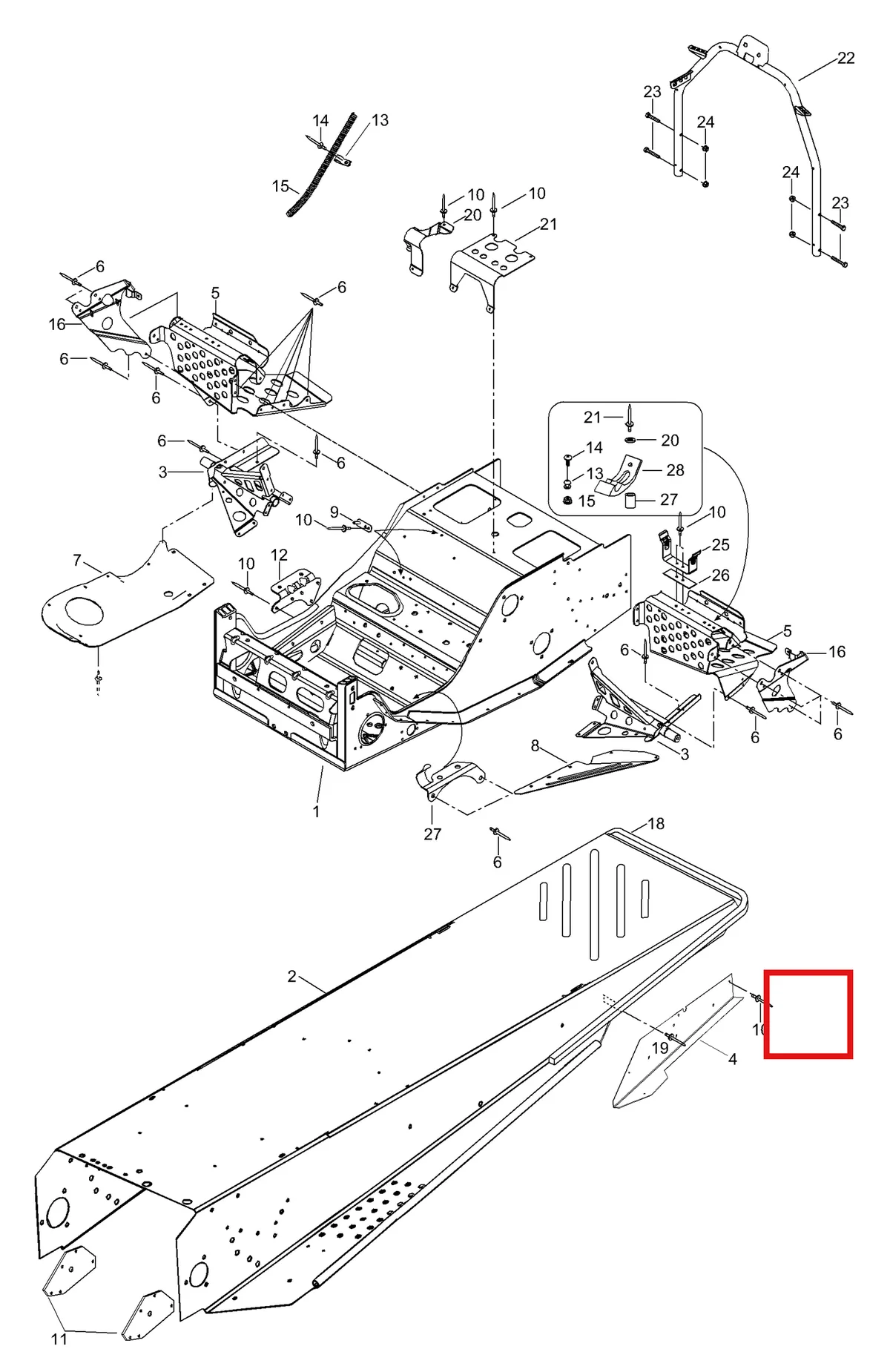Деталь 605249064 (Деталь Rear Tube) на схеме узла 09- Frame