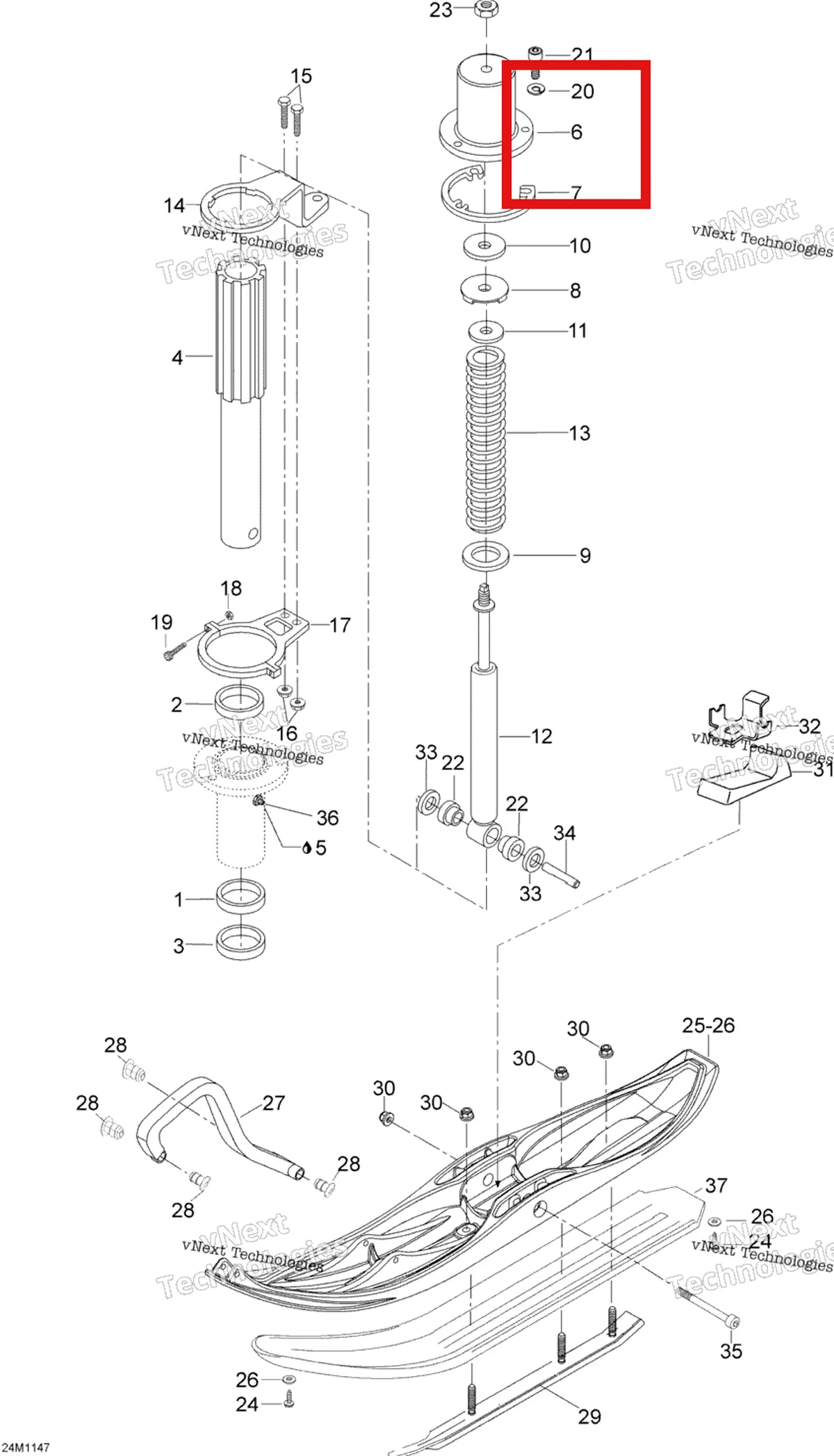 Деталь 605249284 (Крышка) на схеме узла 2012 Ski-Doo Skandic SWT V800 YetiII Front Suspension And Ski