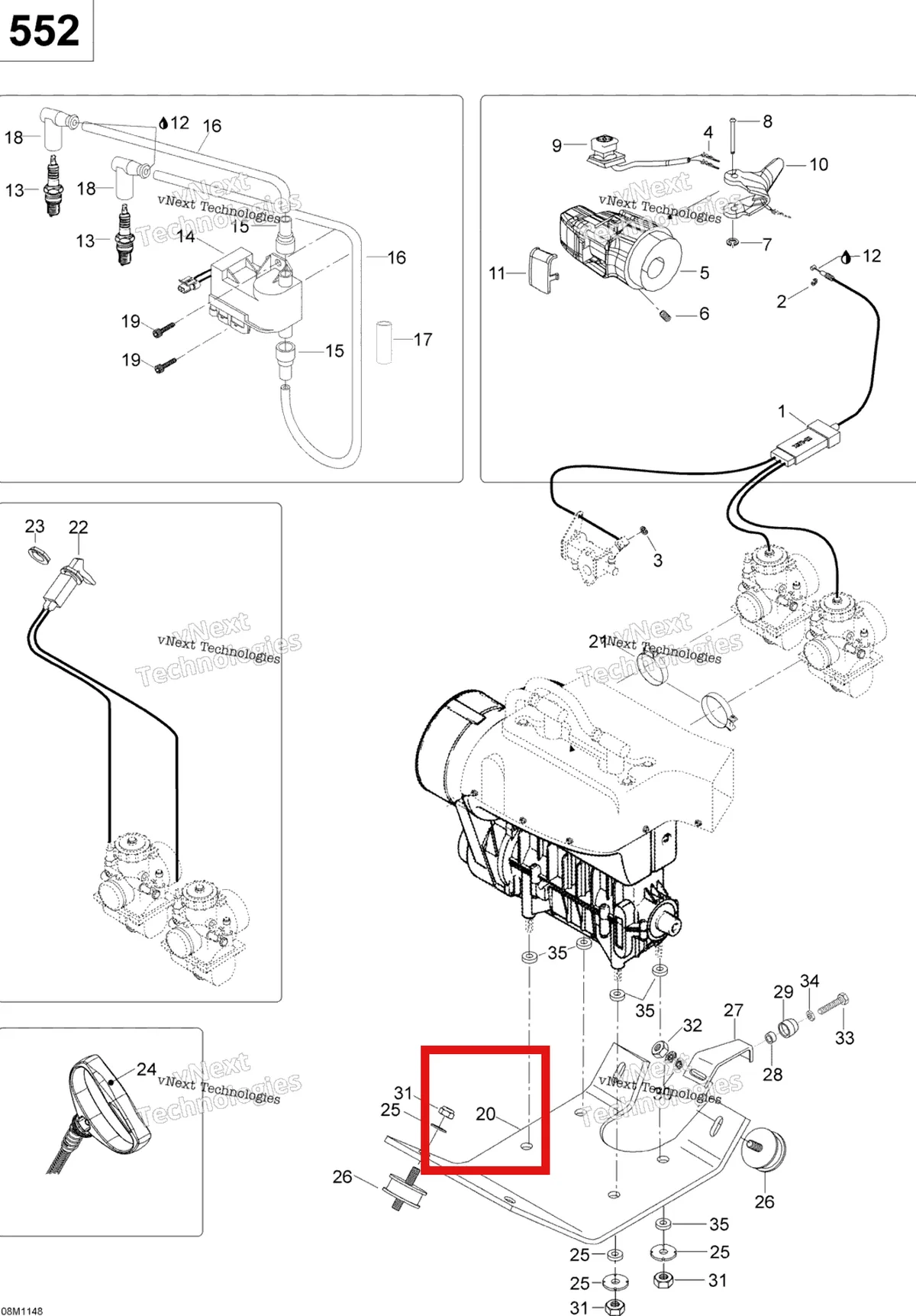 Деталь 605249349 (Деталь Engine Support) на схеме узла 2011 Ski-Doo Skandic WT 550F YetiII Engine