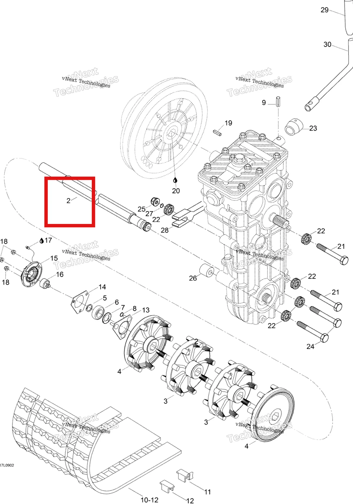 Деталь 605249455 (Деталь Drive Axle) на схеме узла 2009 Ski-Doo Expedition TUV 600 H.O. SDI Drive System