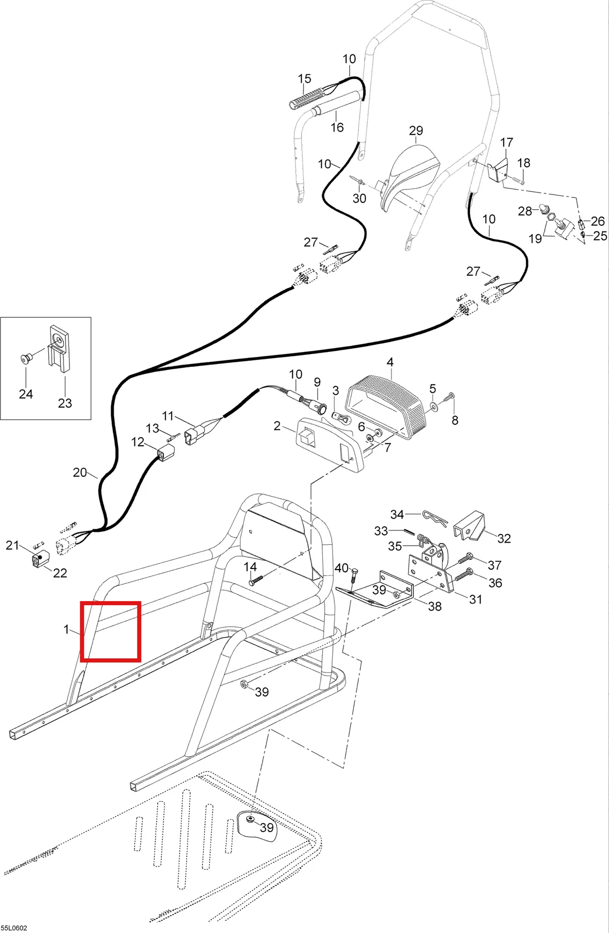 Деталь 605250449 (Деталь Wiring Harness) на схеме узла 09- Rack