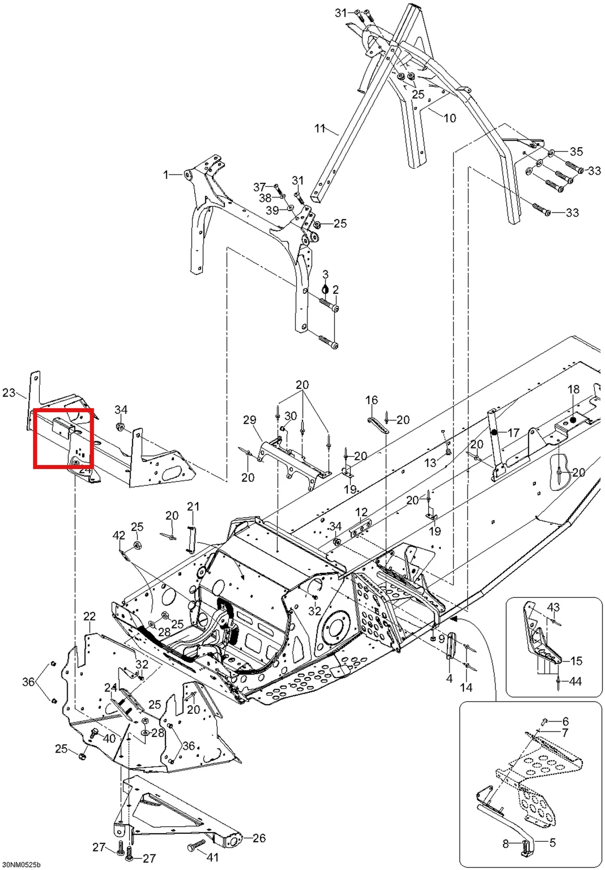 Деталь 605250550 (Деталь Front Cross Member) на схеме узла 09- Frame And Components