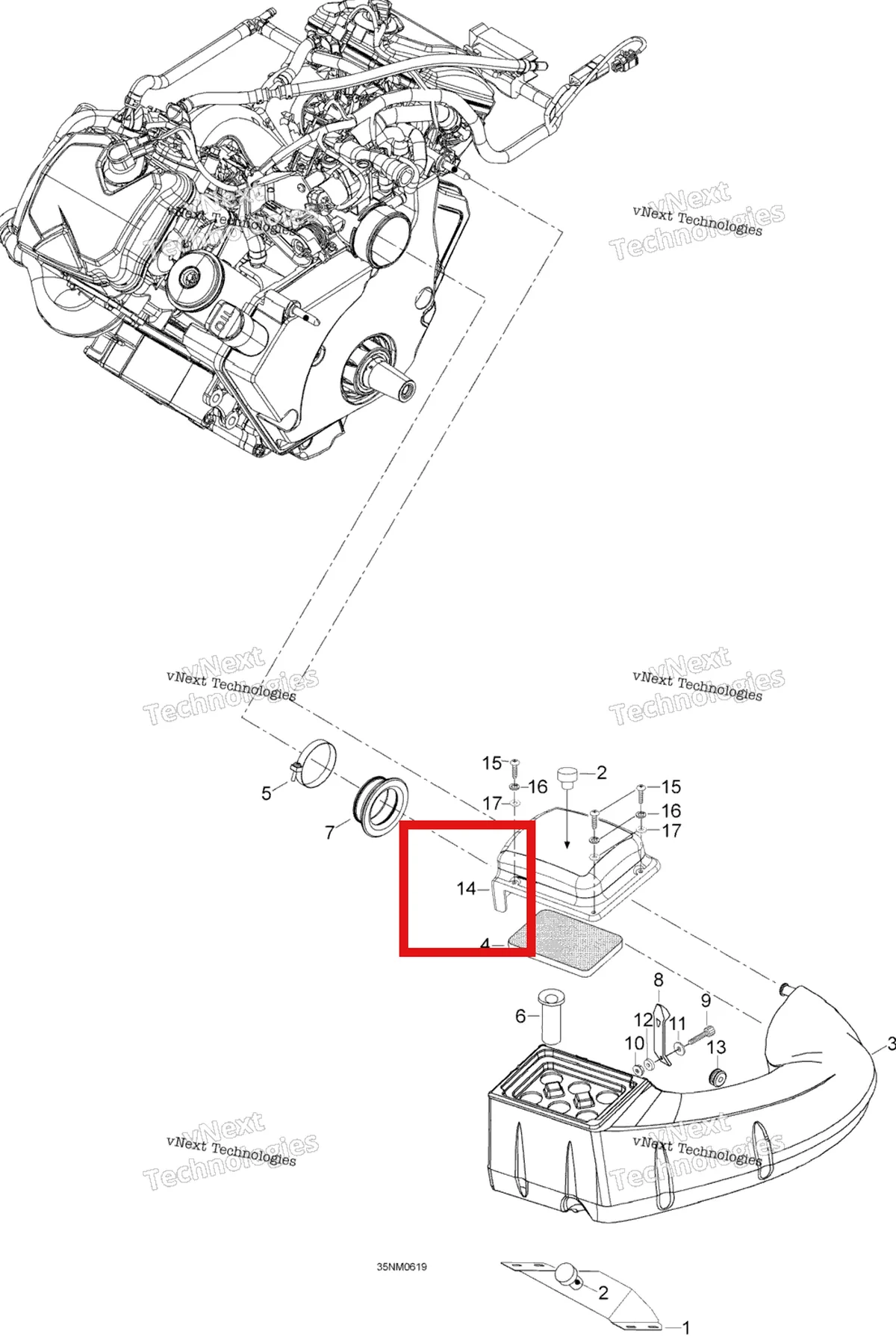 Деталь 605250565 (Крышка) на схеме узла 2006 Ski-Doo Expedition V-1000 Air Silencer