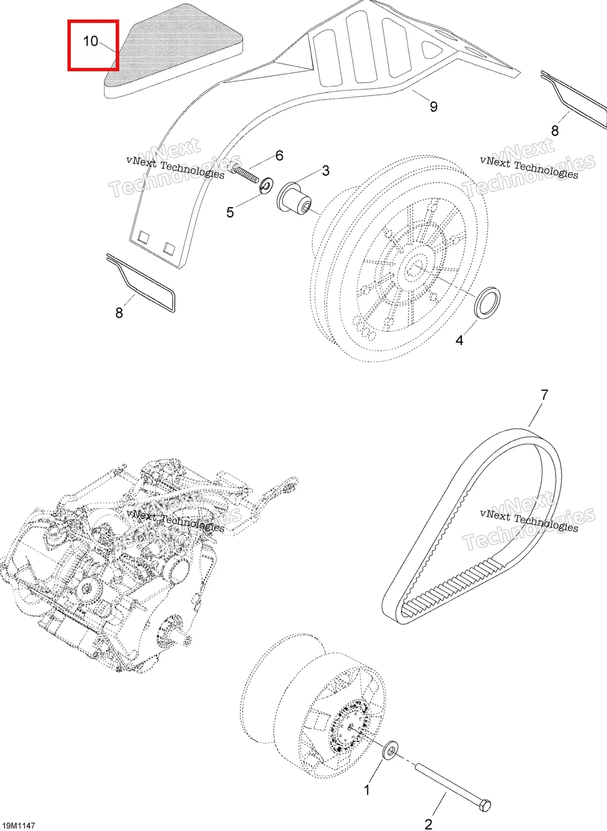 Деталь 605250741 (Пена) на схеме узла 2012 Ski-Doo Skandic SWT V800 YetiII Pulley System