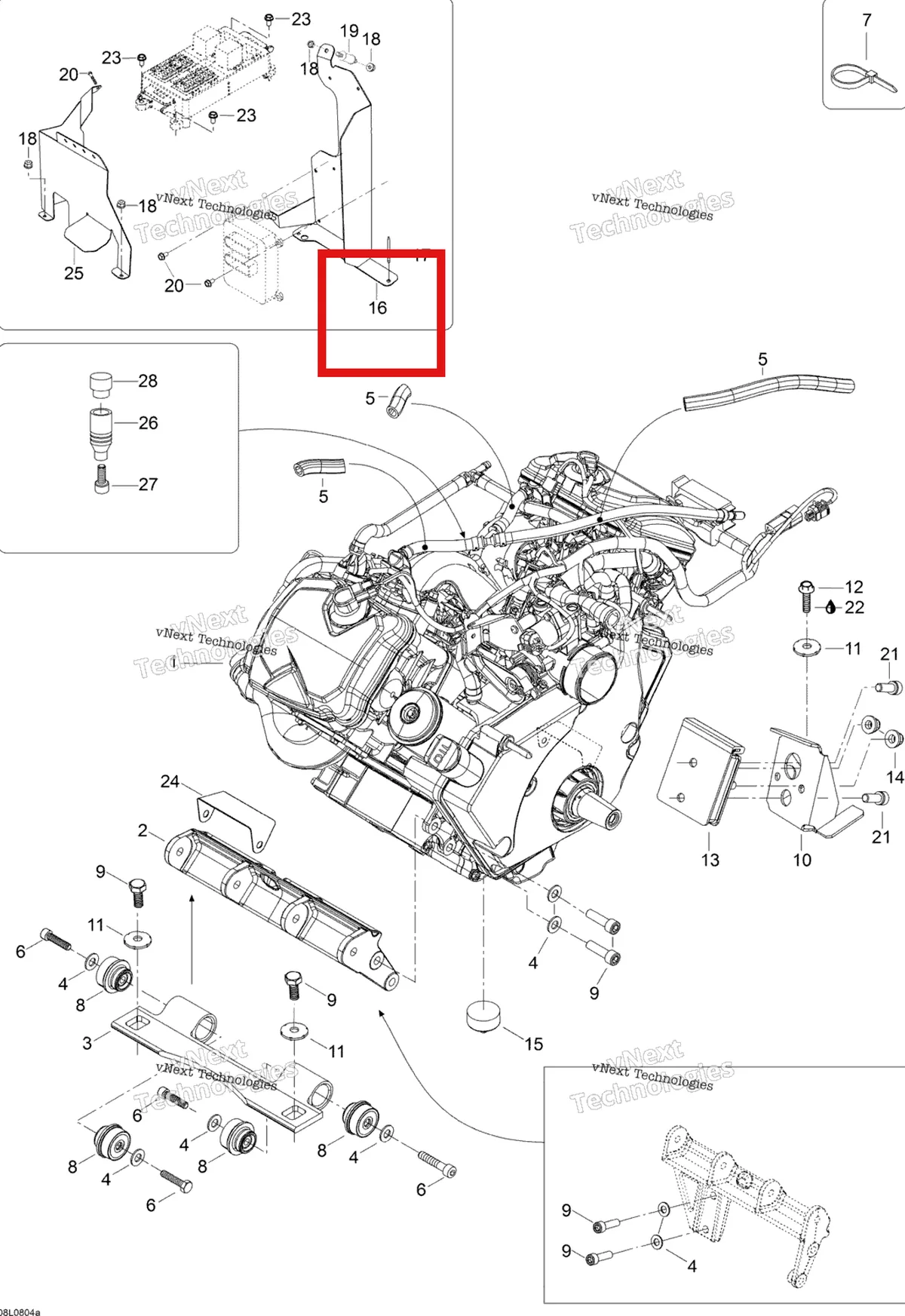 Деталь 605250844 (Опорная Плита) на схеме узла 2008 Ski-Doo Expedition V-1300 Engine And Engine Support