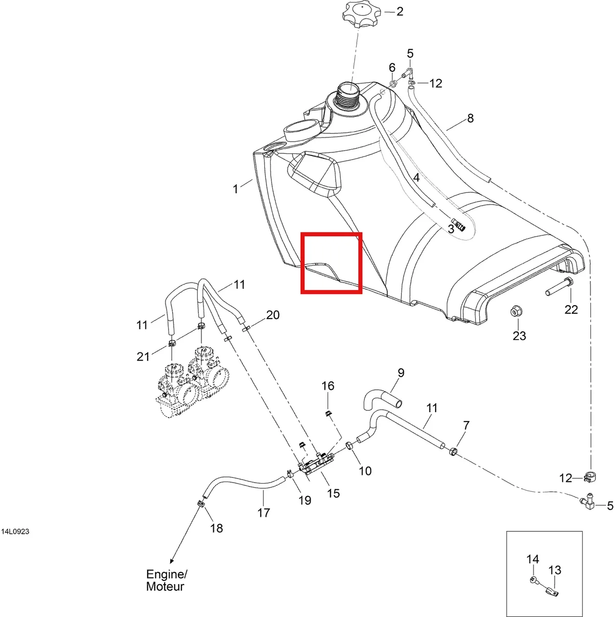 Деталь 605251348 (Топливный бак) на схеме узла 02- Fuel System