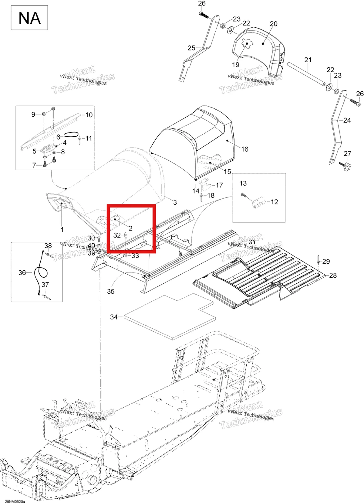 Деталь 605251389 (Пена) на схеме узла 2006 Ski-Doo Expedition 600 H.O. SDI Seat 1