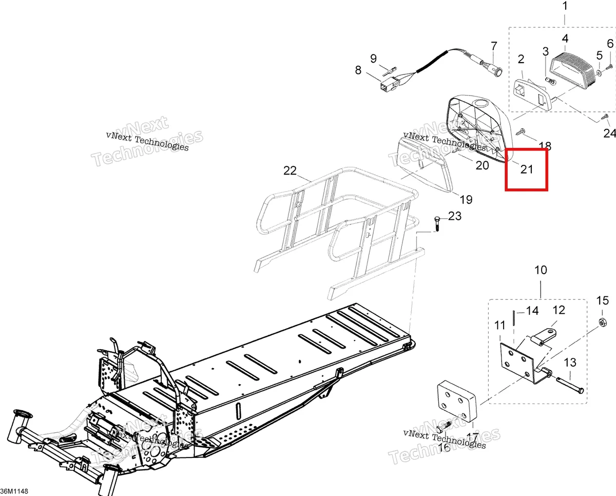 Деталь 605251392 (Деталь Tail Light Cover) на схеме узла 2011 Ski-Doo Skandic WT 550F YetiII Luggage Rack