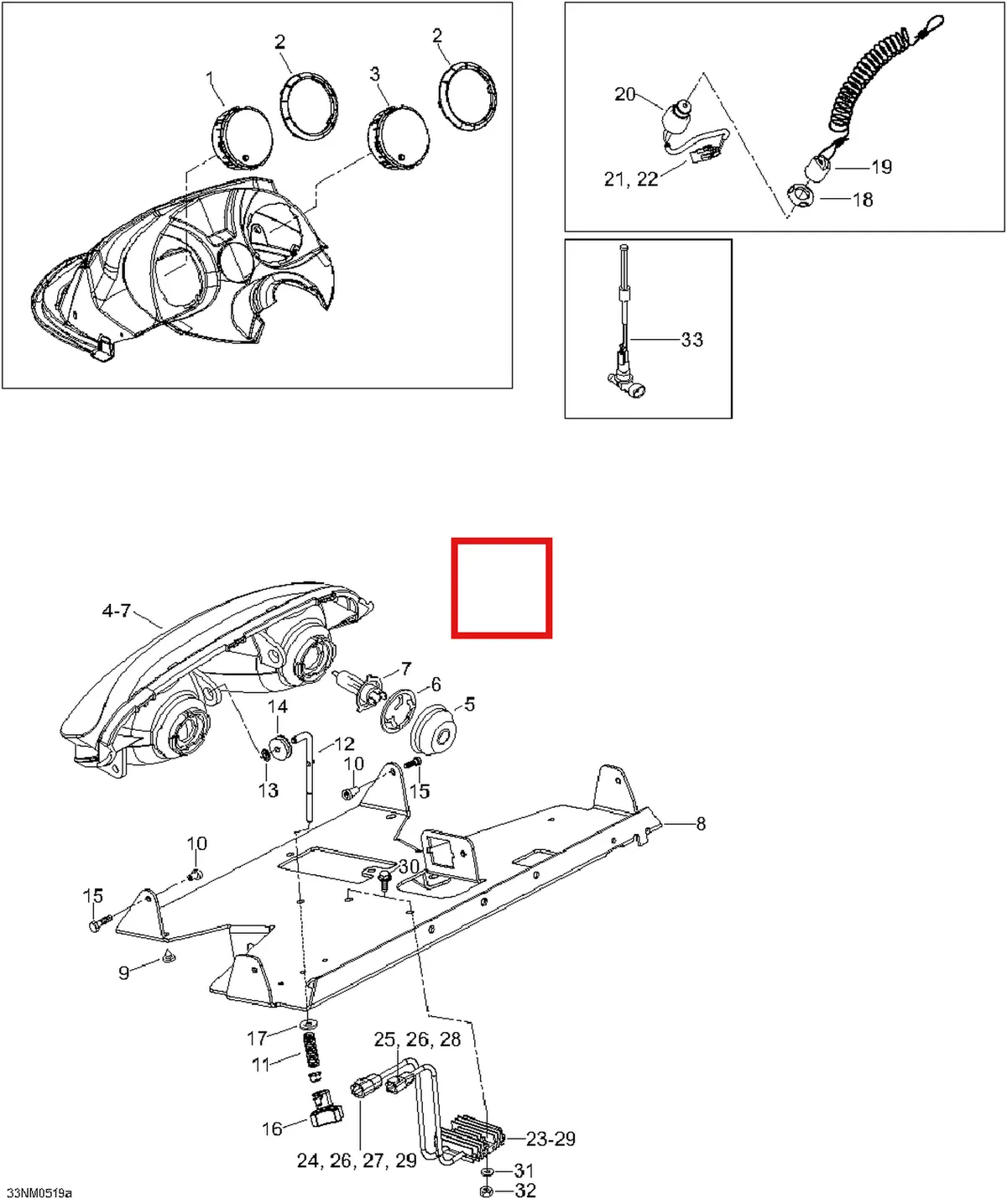 Деталь 605251508 (Деталь Headlamp Support) на схеме узла 10- Electrical System
