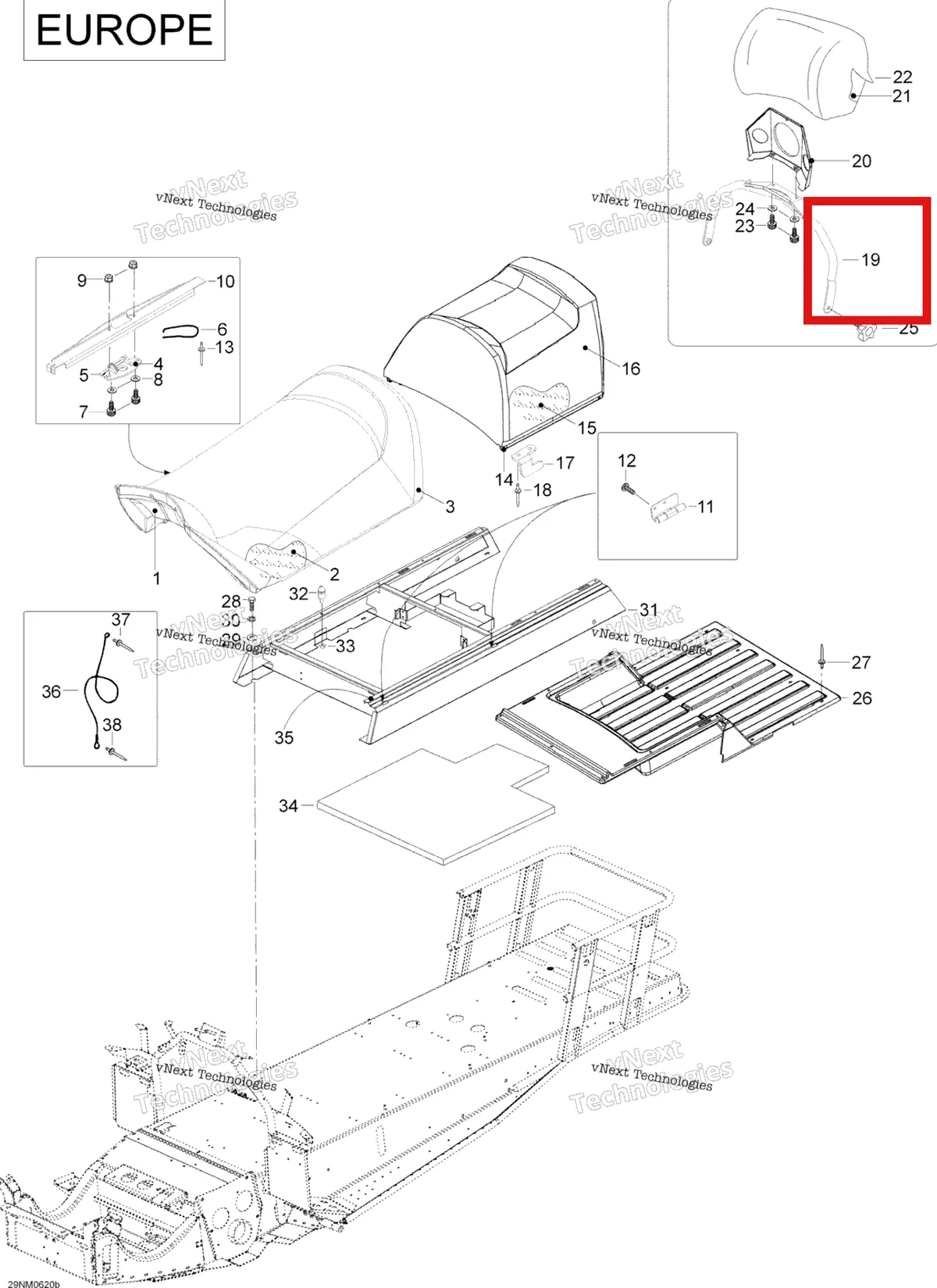 Деталь 605251730 (Спинка) на схеме узла 2006 Ski-Doo Expedition 600 H.O. SDI Seat 2