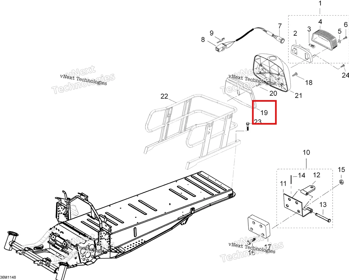 Деталь 605251963 (Основа) на схеме узла 2011 Ski-Doo Skandic WT 550F YetiII Luggage Rack