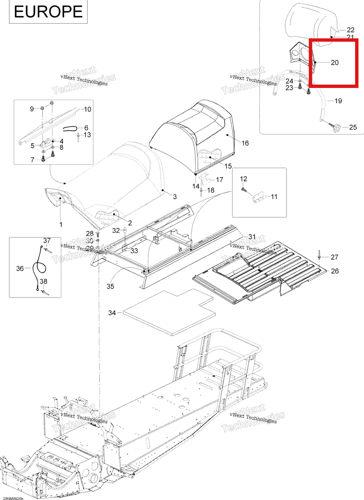 Деталь 605252096 (Опорная Плита) на схеме узла 2006 Ski-Doo Expedition 600 H.O. SDI Seat 2