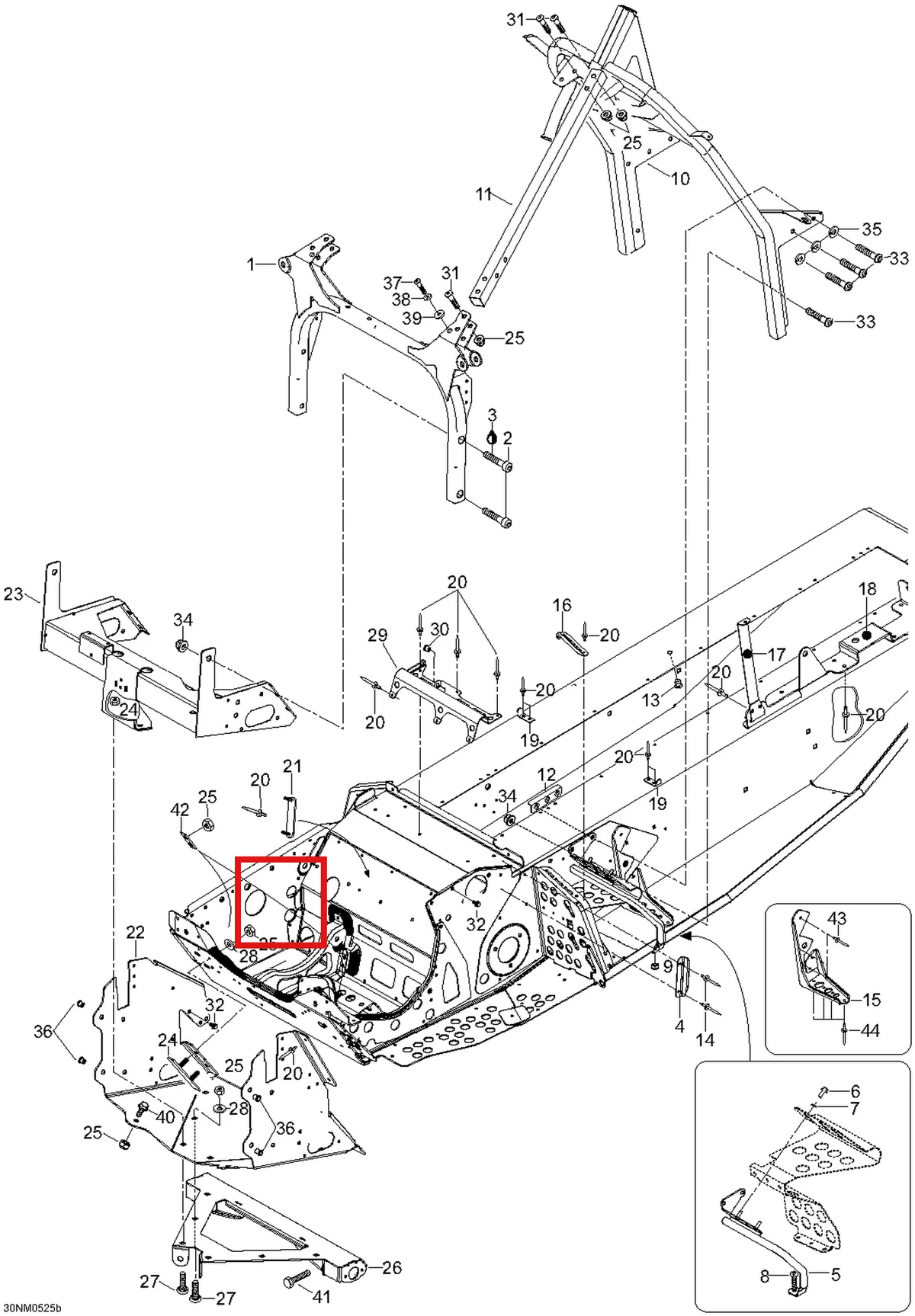Деталь 605252309 (Деталь Subframe) на схеме узла 09- Frame And Components