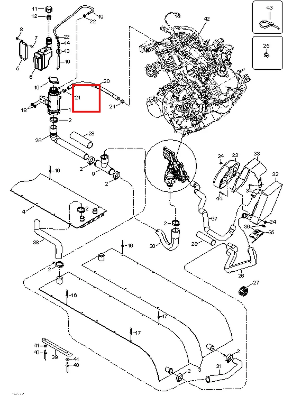 Деталь 605252502 (Шланг) на схеме узла 01- Cooling System