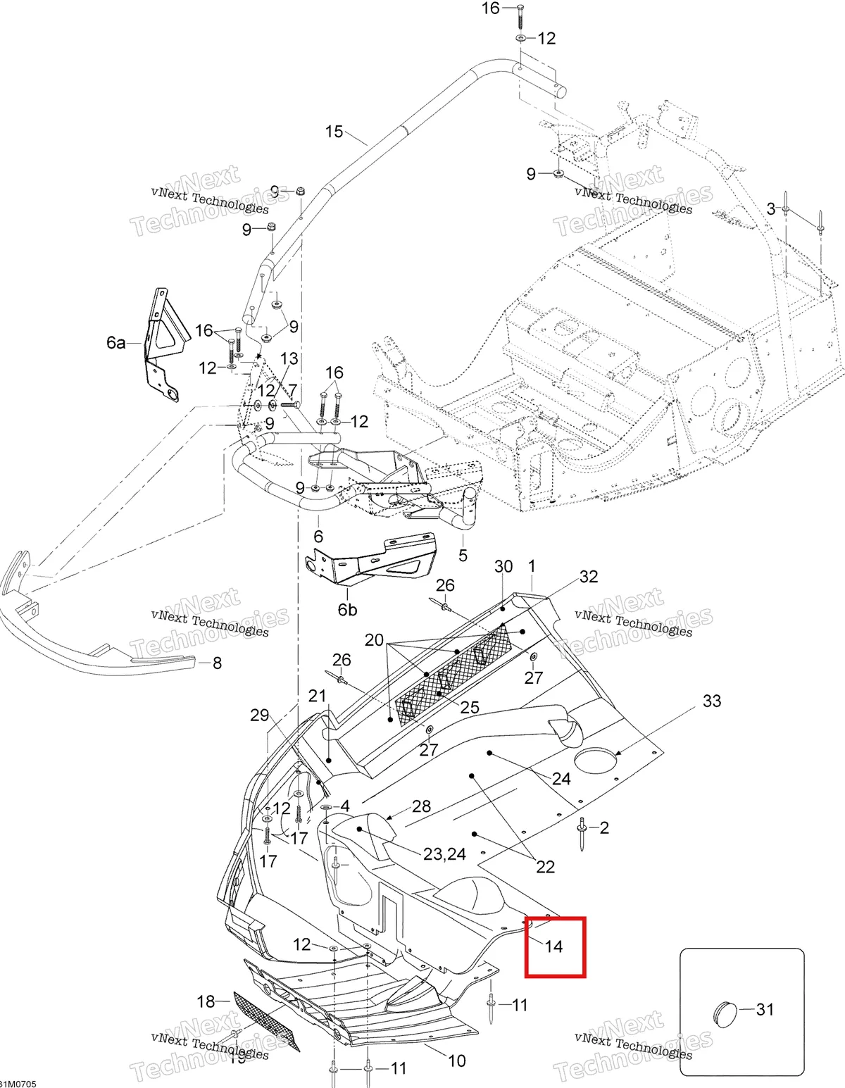 Деталь 605252530 (Крышка) на схеме узла 2007 Ski-Doo Expedition TUV 600 H.O. SDI Bottom Pan
