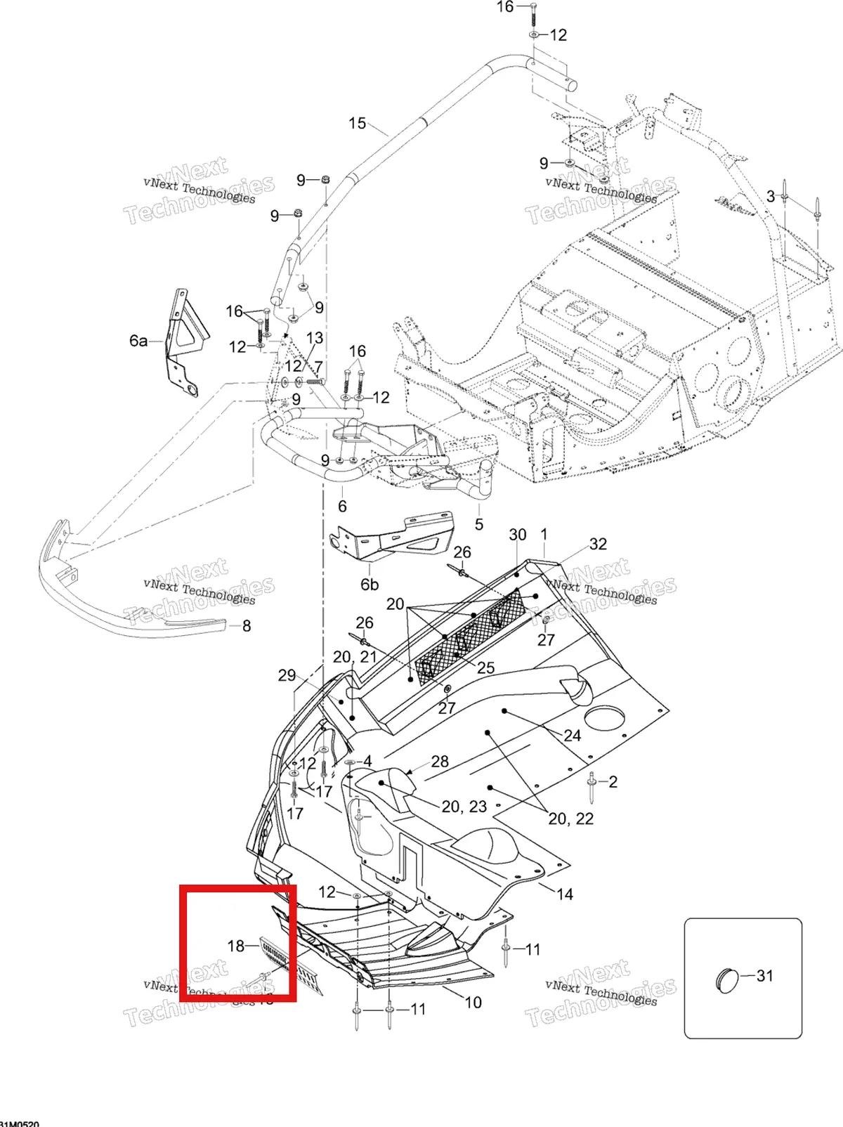 Деталь 605252655 на схеме узла 2005 Ski-Doo Expedition 600 H.O. SDI Bottom Pan