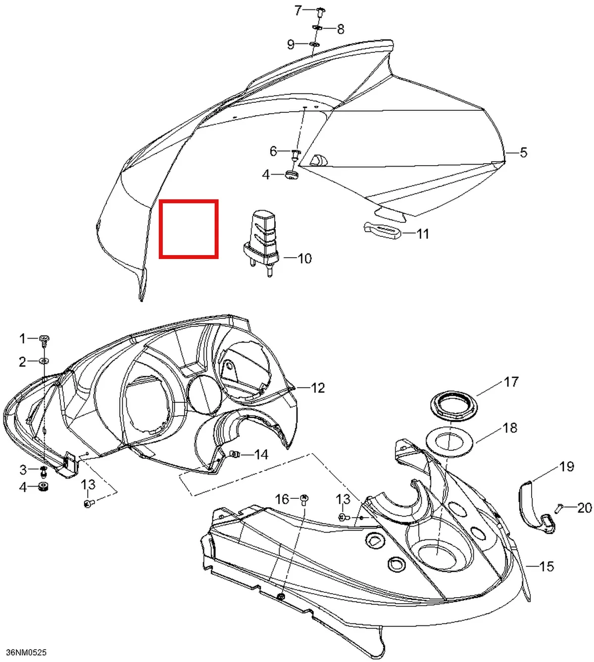 Деталь 605252717 (Деталь Console, Front) на схеме узла 09- Windshiel and Console