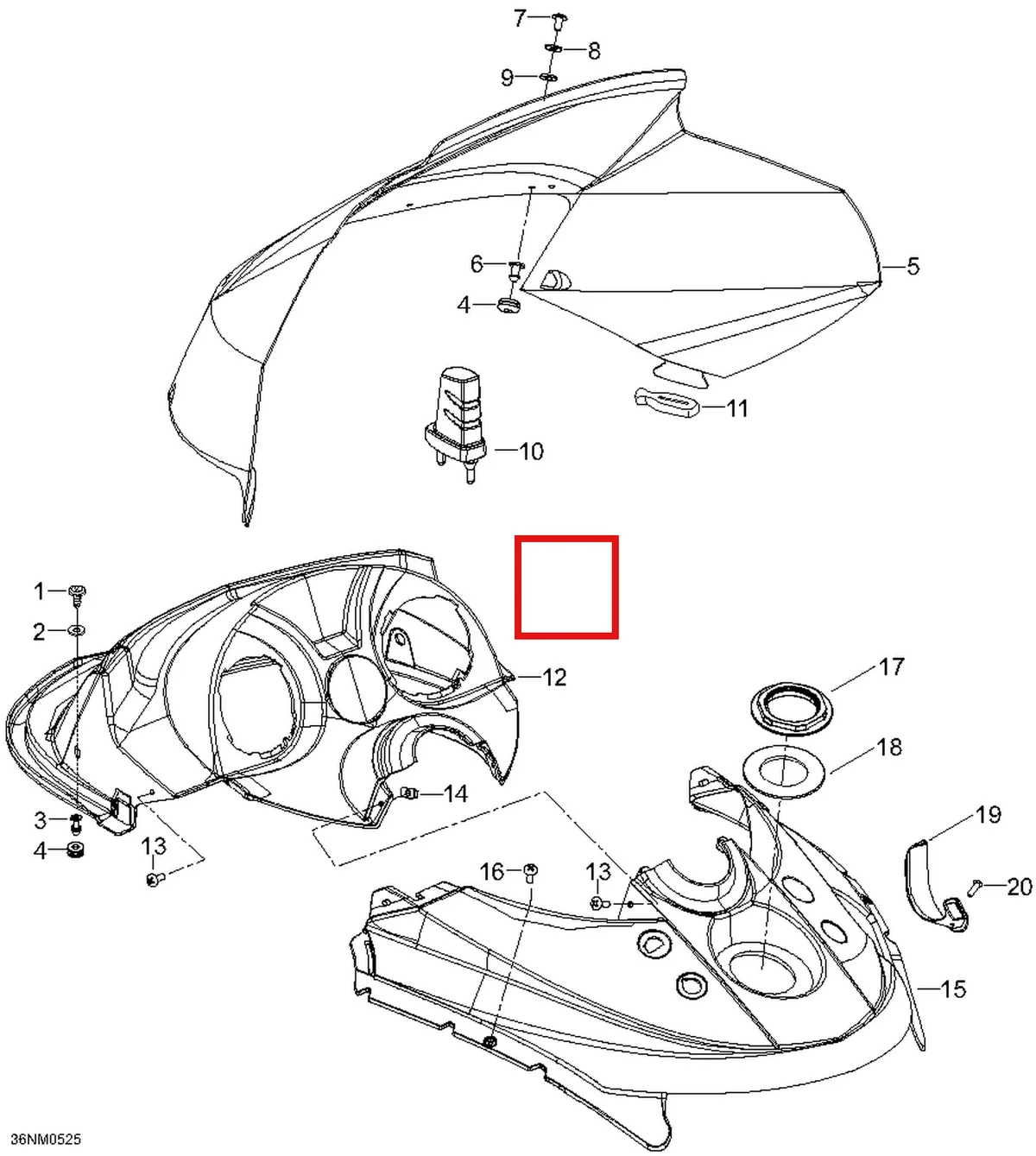 Деталь 605252718 (Деталь Console, Rear) на схеме узла 09- Windshiel and Console