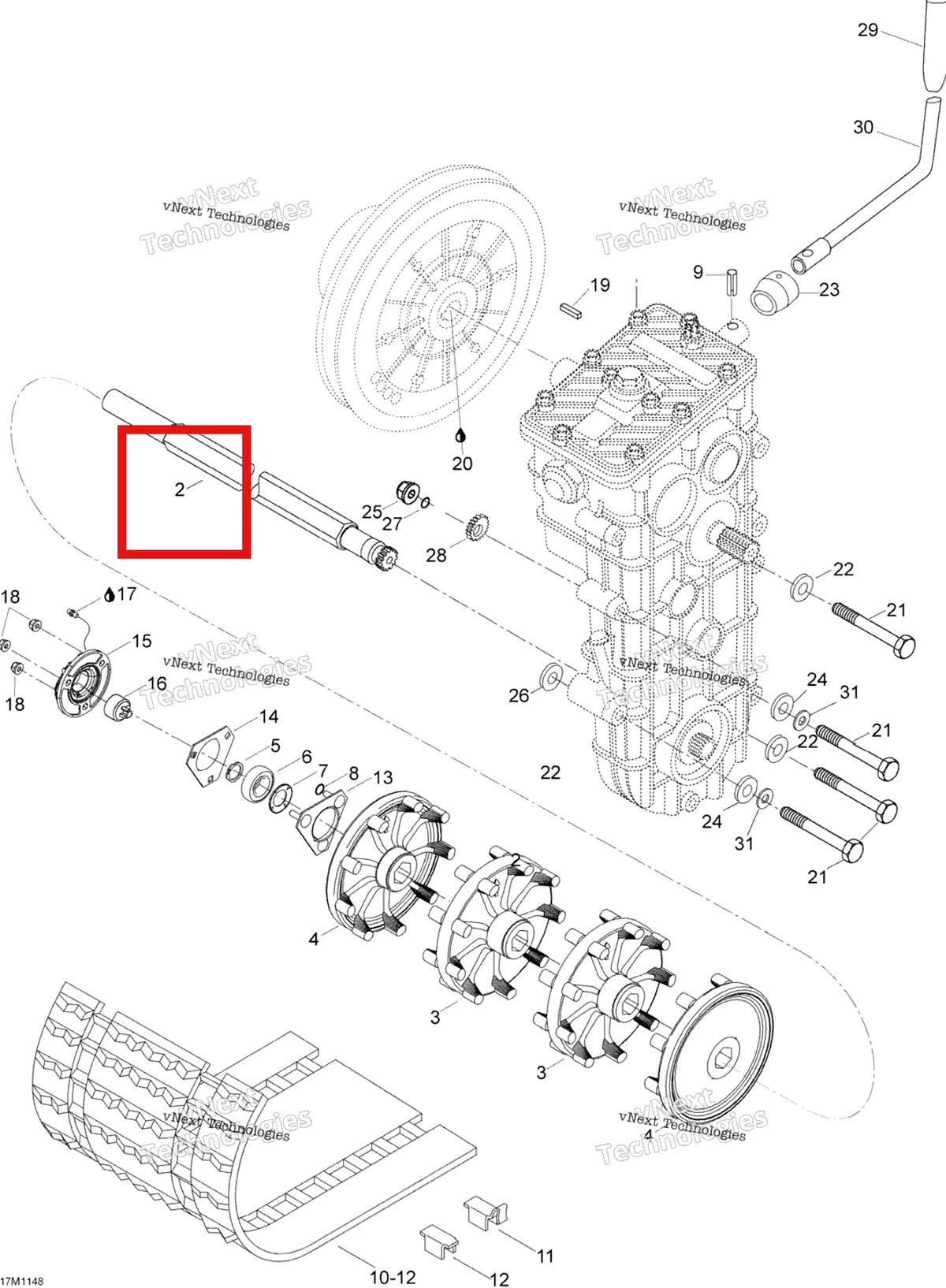 Деталь 605253104 (Деталь Drive Axle) на схеме узла 2011 Ski-Doo Skandic WT 550F YetiII Drive System