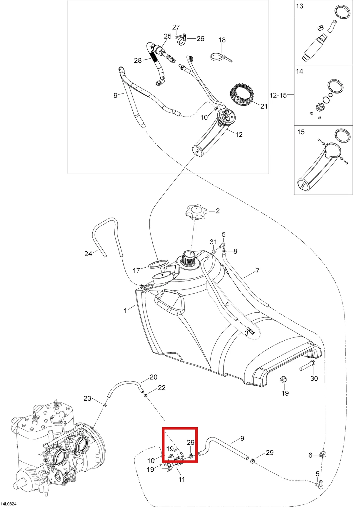 Деталь 605253345 (Топливный бак) на схеме узла 02- Fuel System