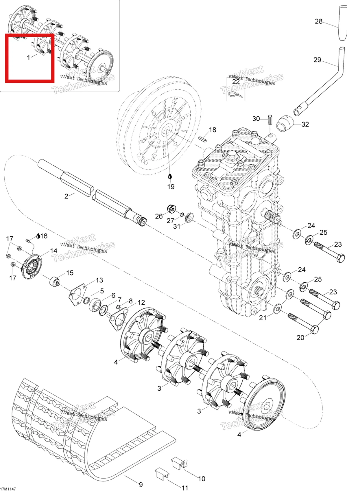 Деталь 605253448 (Деталь Drive Axle Ass'y. Includes 1 To 4) на схеме узла 2012 Ski-Doo Skandic SWT V800 YetiII Drive System