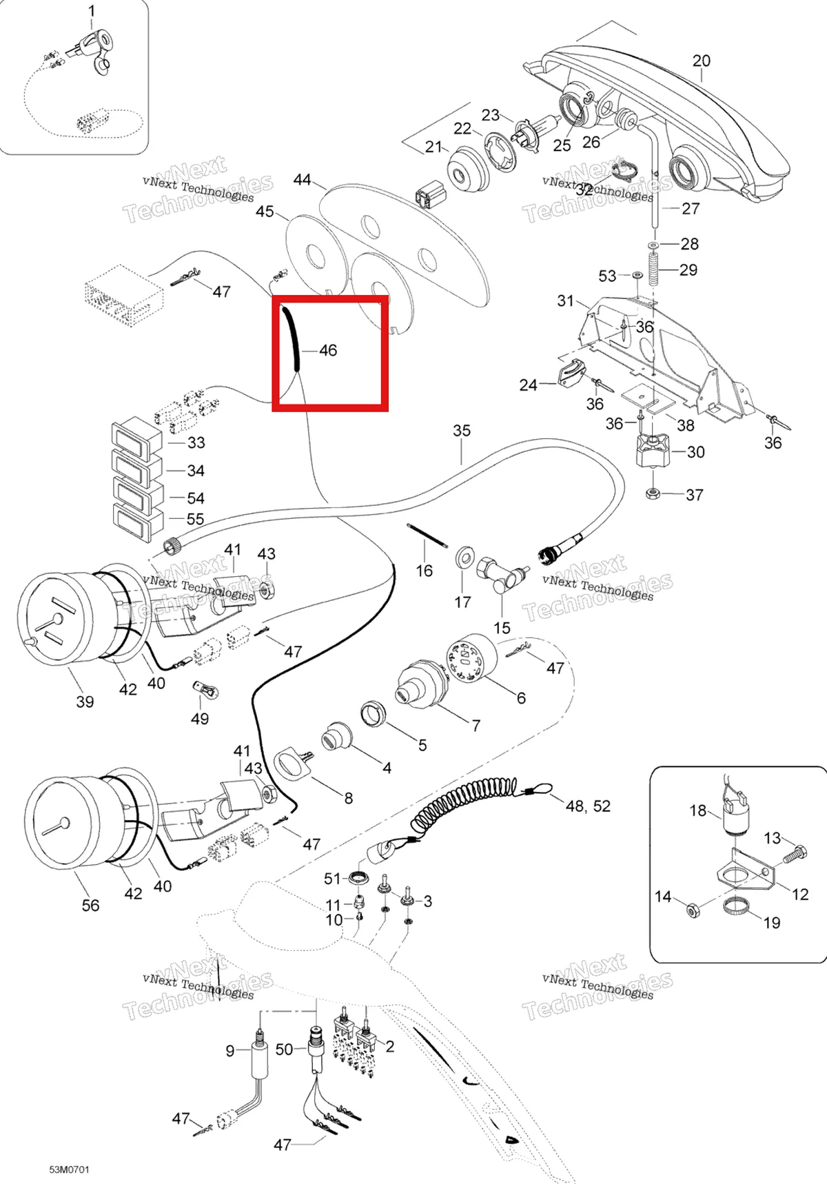 Деталь 605253610 (Деталь Wiring Harness) на схеме узла 2007 Ski-Doo Skandic SUV 550F Electrical Accessories 550F Suv